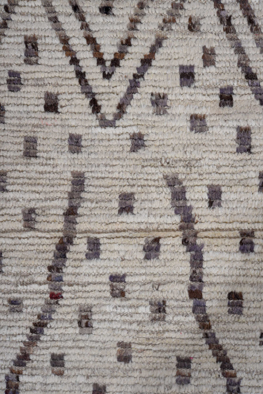 2' x 12' one-of-a-kind handmade vintage Tulu runner rug. Color palette: ivory, charcoal, taupe, gray, black, beige