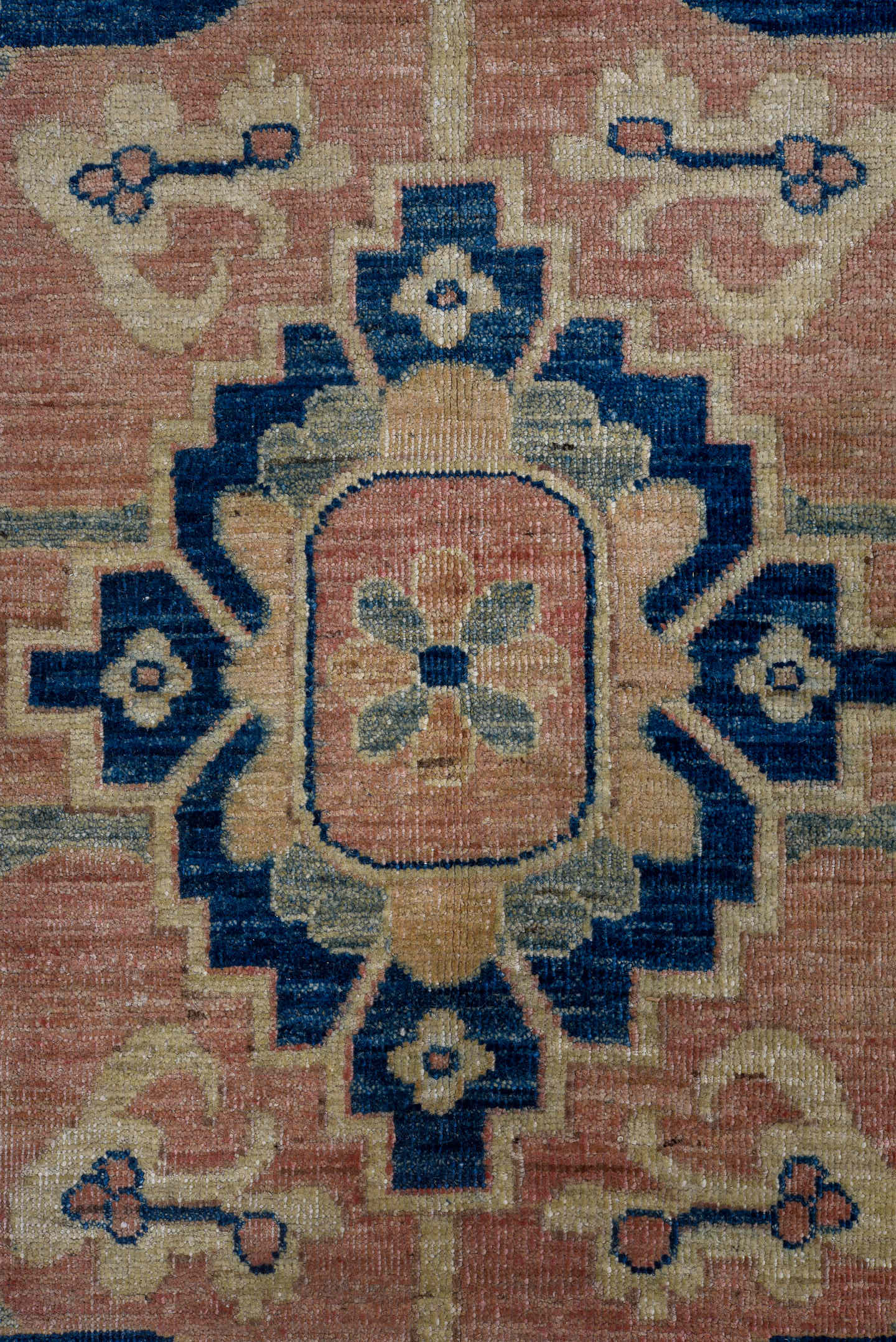 10' x 14' one-of-a-kind handmade vintage Afghan large size rug. Color palette: rose, ivory, navy, sage, taupe, dusty blue