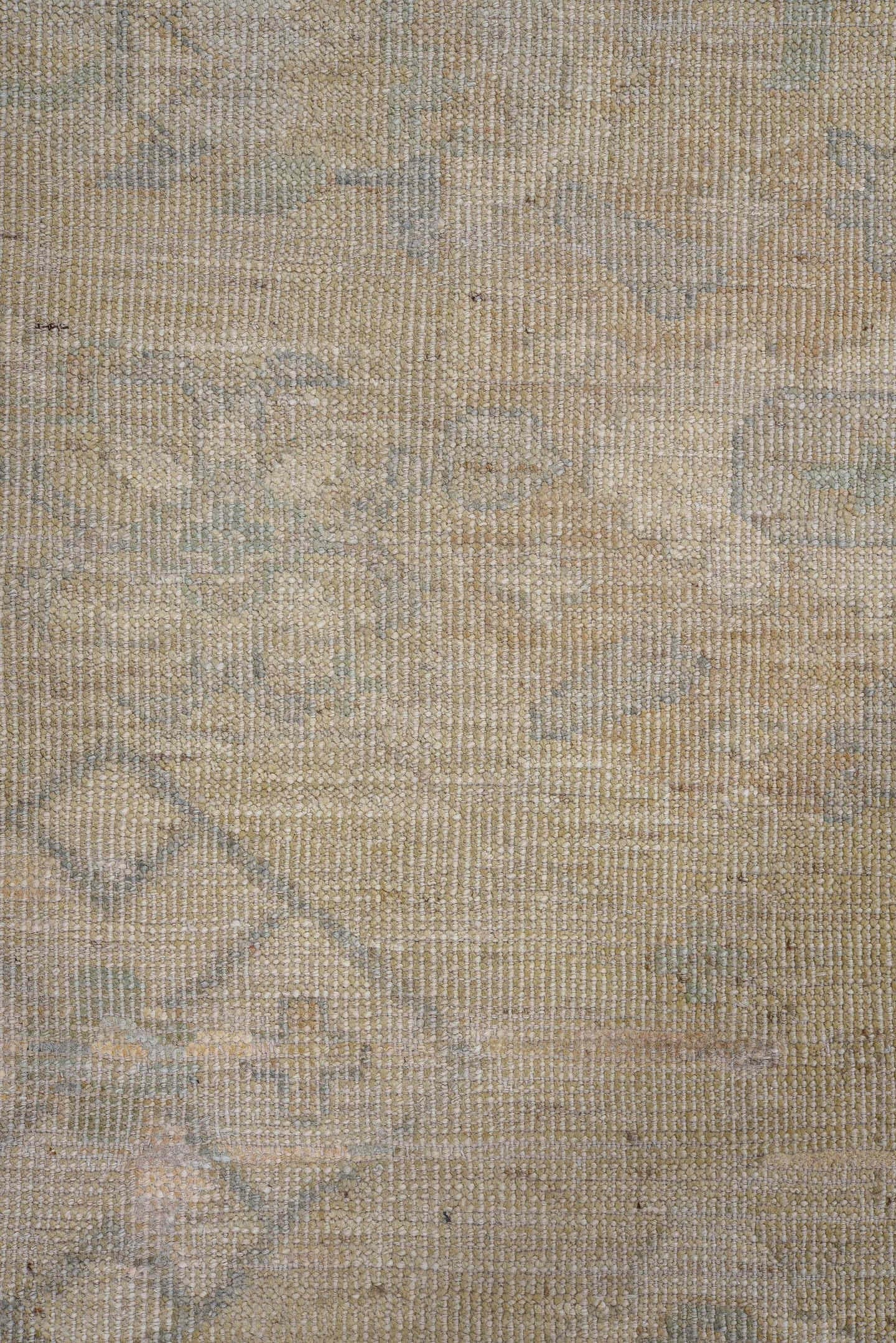 8' x 11' one-of-a-kind handmade vintage Oushak large size rug. Color palette: beige, taupe, ivory, pale blue, sand, camel