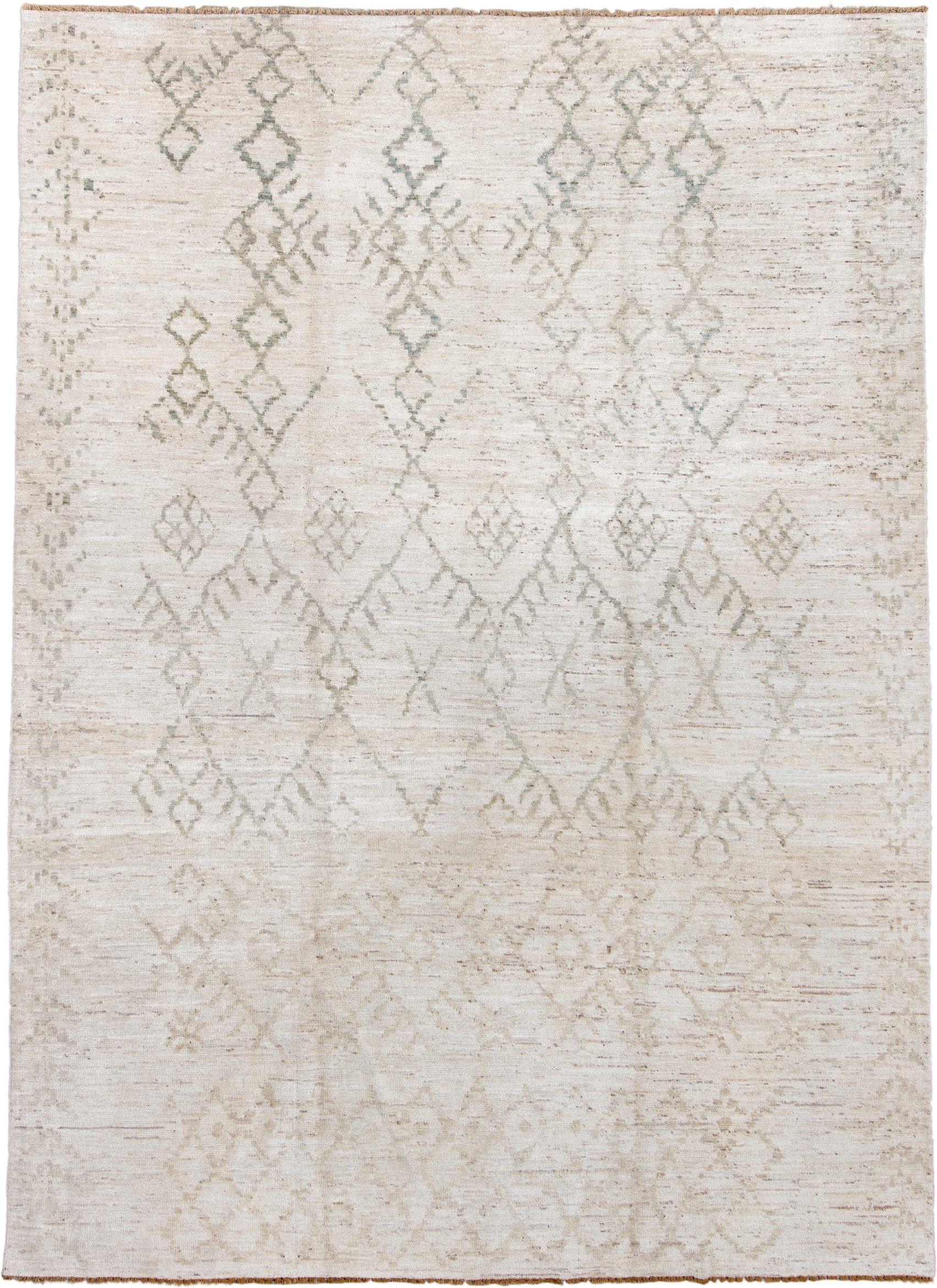 8' x 11' one-of-a-kind handmade vintage Oushak large size rug. Color palette: ivory, cream, taupe, sage, beige, sand, gray