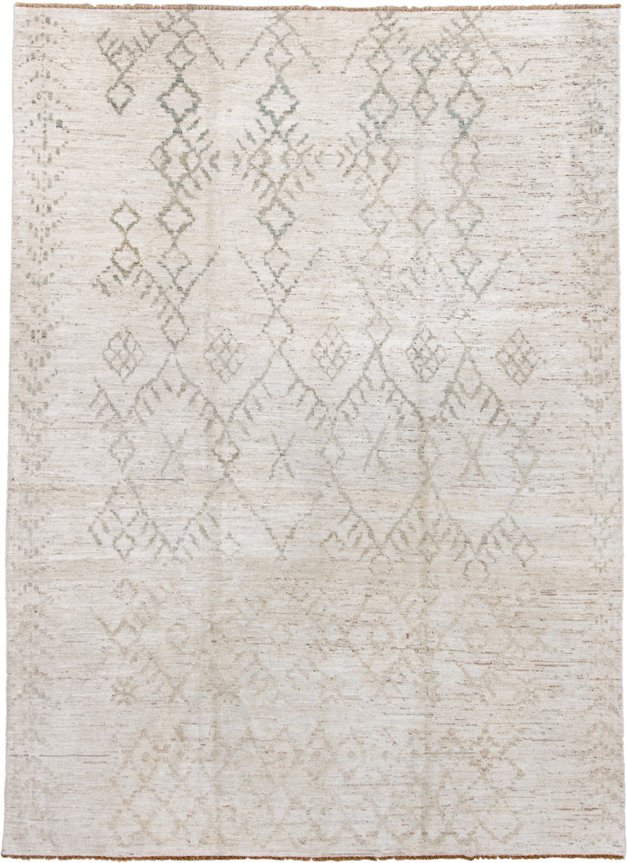 8' x 11' one-of-a-kind handmade vintage Oushak large size rug. Color palette: ivory, cream, taupe, sage, beige, sand, gray