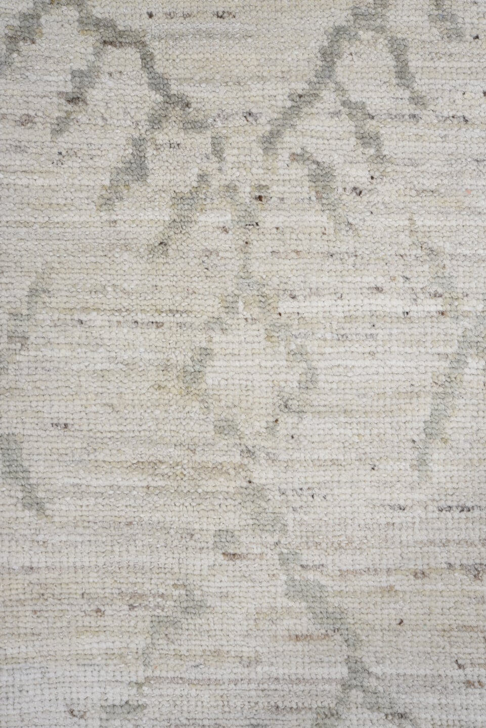 8' x 11' one-of-a-kind handmade vintage Oushak large size rug. Color palette: ivory, cream, taupe, sage, beige, sand, gray