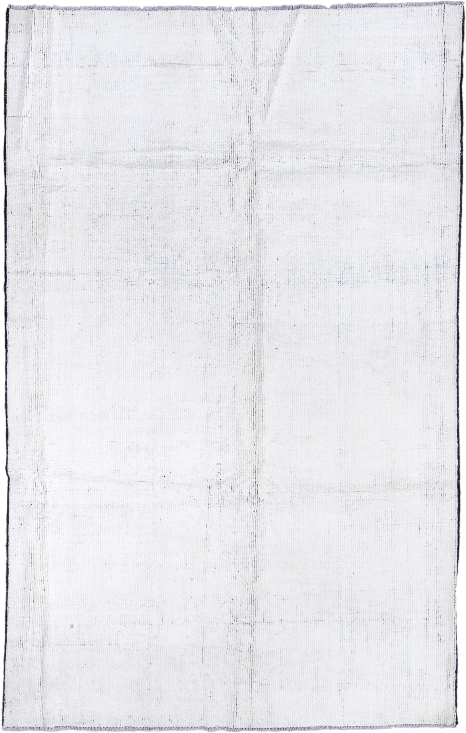 6' x 9' one-of-a-kind handmade vintage Tulu large size rug. Color palette: ivory, charcoal, gray, black
