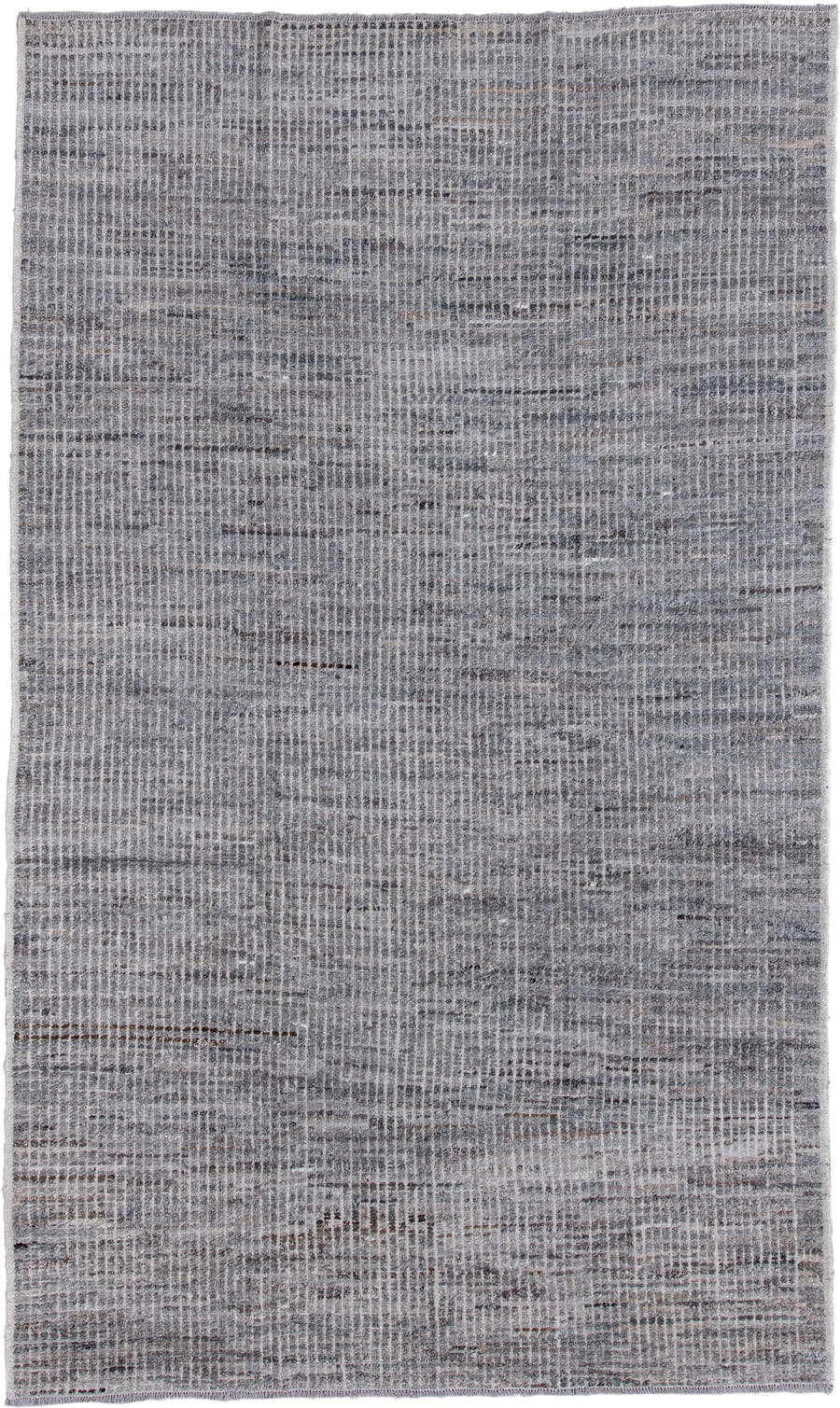 7' x 12' one-of-a-kind handmade vintage Tulu large size rug. Color palette: gray, ivory, charcoal, taupe, black, beige
