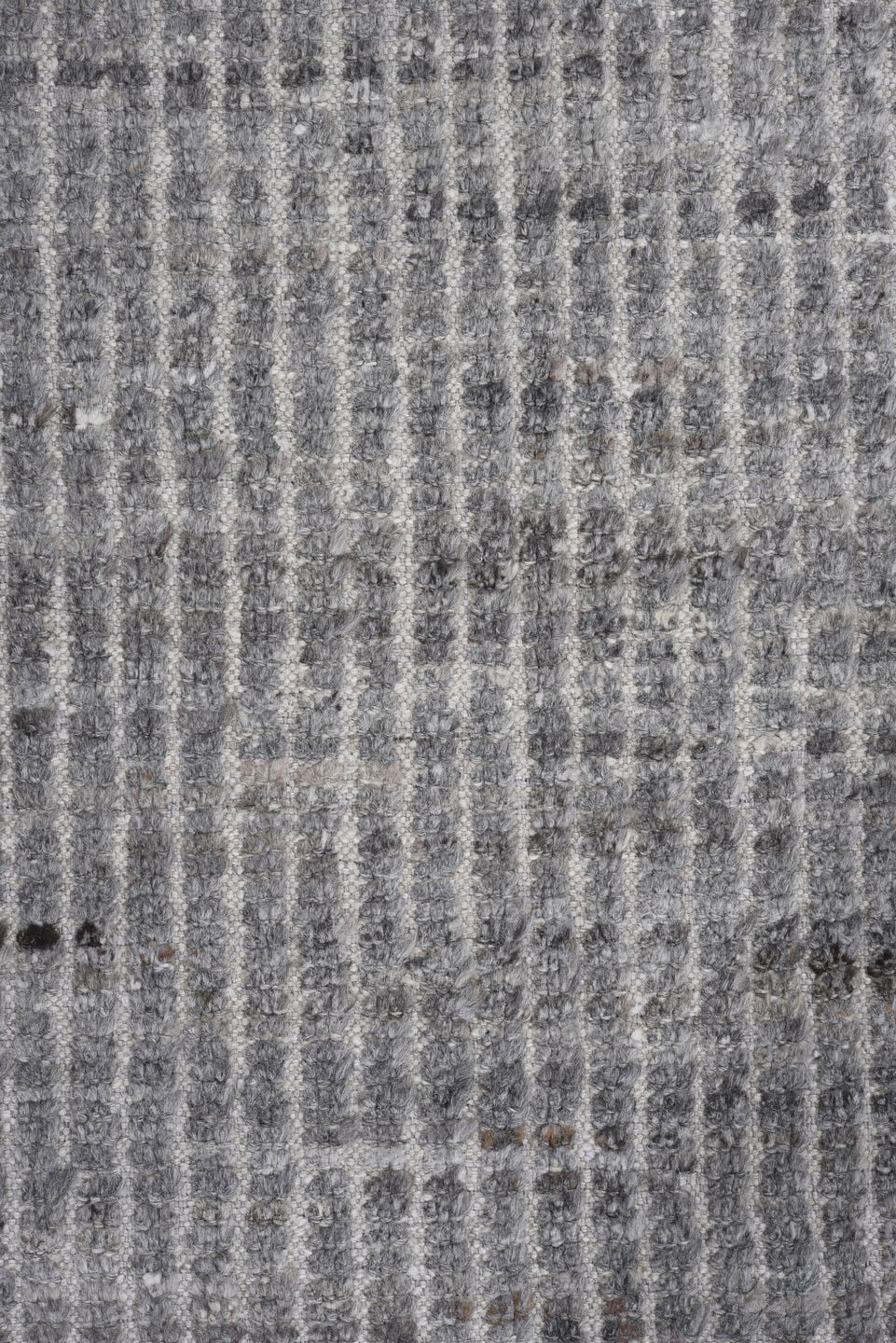 7' x 12' one-of-a-kind handmade vintage Tulu large size rug. Color palette: gray, ivory, charcoal, taupe, black, beige