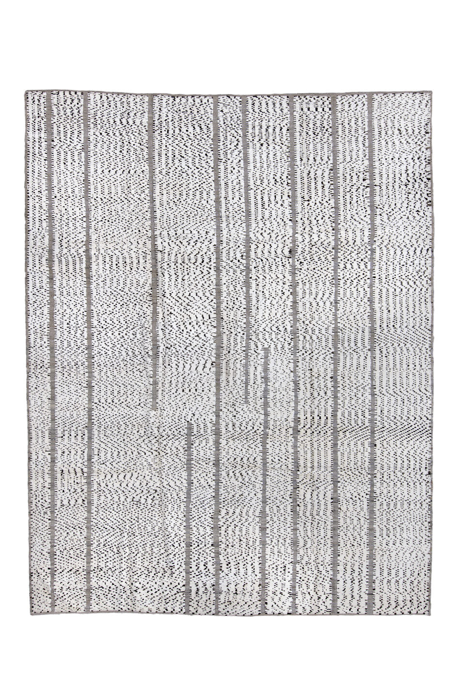 7' x 9' one-of-a-kind handmade vintage Tulu rug. Color palette: black, blue, charcoal, dark gray, dim gray, ghost white