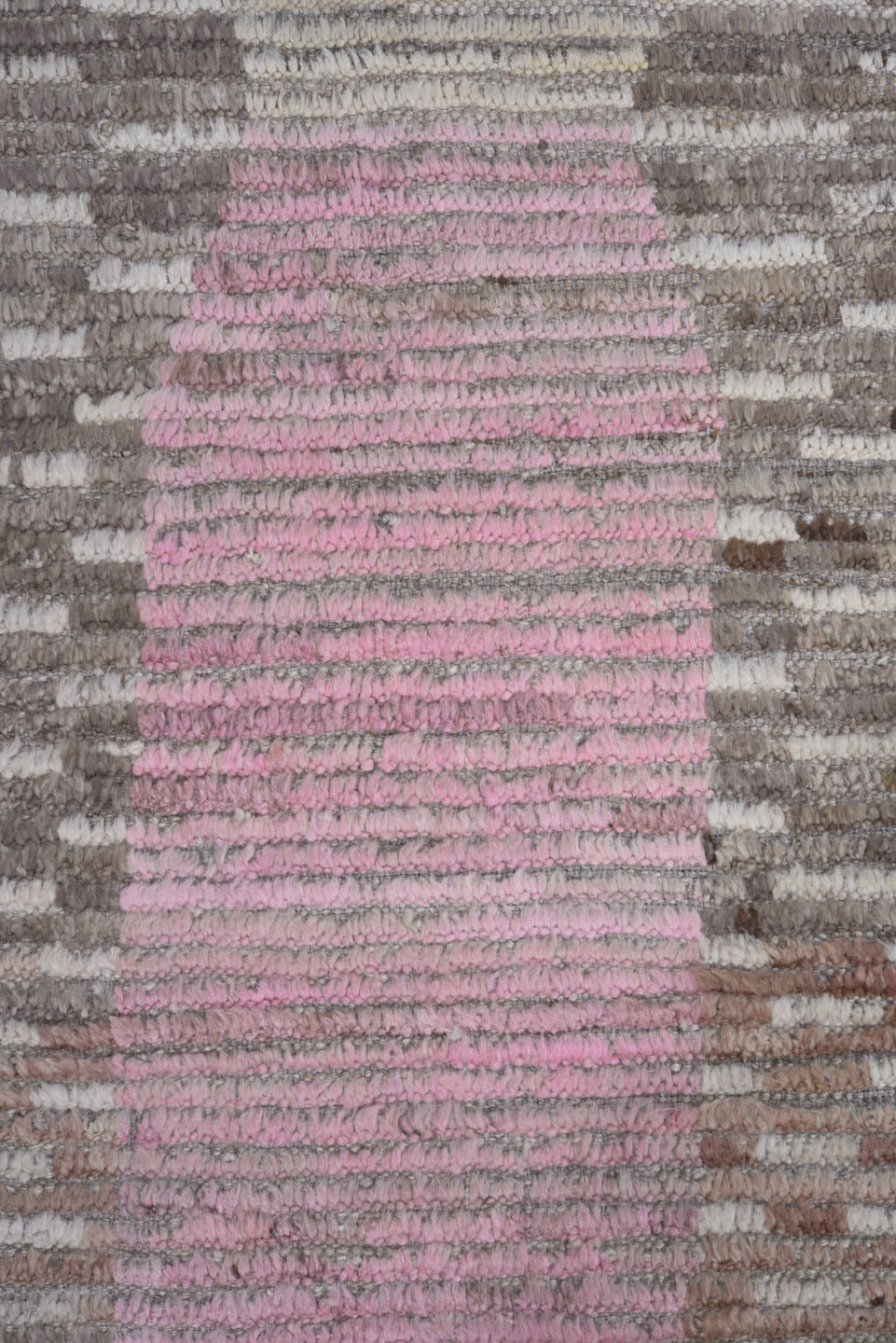 9' x 12' one-of-a-kind handmade vintage Tulu large size rug. Color palette: ivory, taupe, blush, rose, saffron