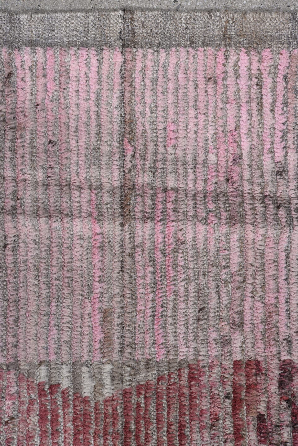 9' x 12' one-of-a-kind handmade vintage Tulu large size rug. Color palette: ivory, taupe, blush, rose, saffron