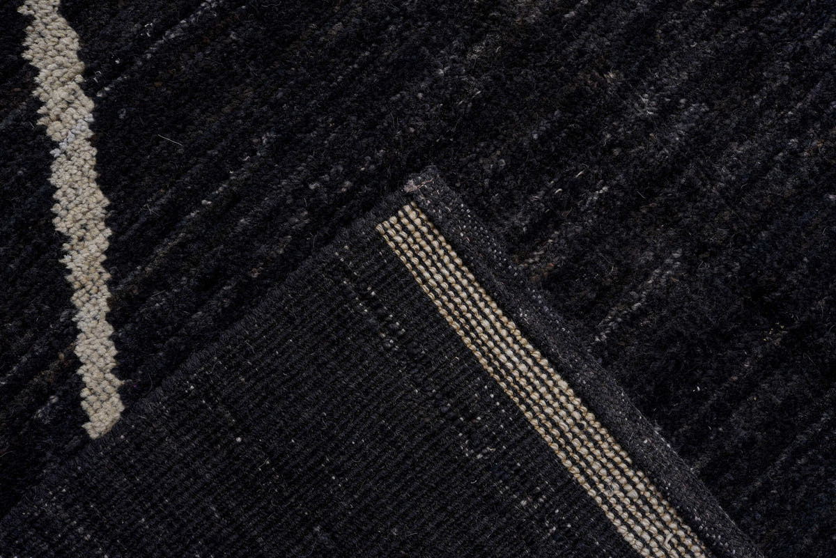 10' x 12' one-of-a-kind handmade vintage Tulu large size rug. Color palette: charcoal, ivory, gray, black