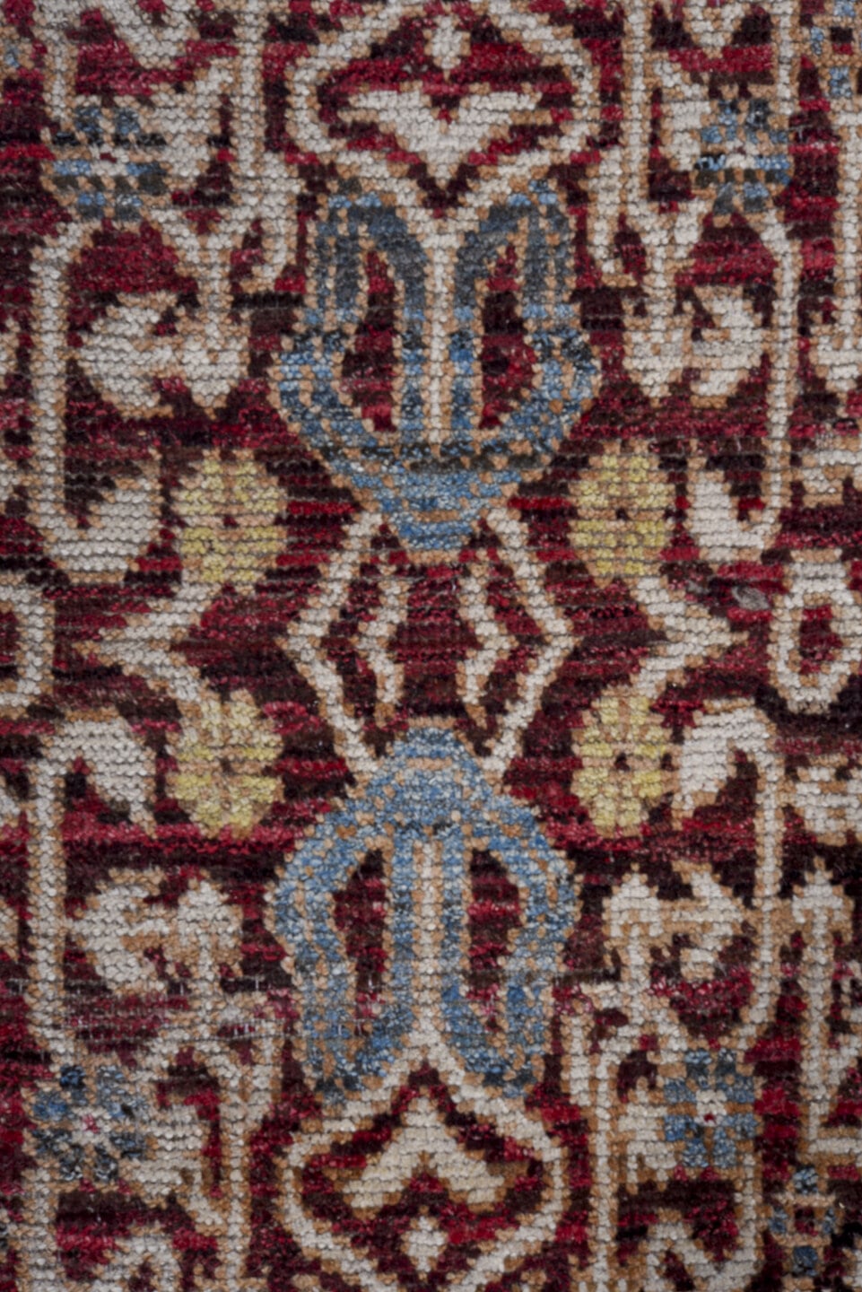 10' x 14' one-of-a-kind handmade vintage Khotan large size rug. Color palette: burgundy, ivory, slate, blue, rose, charcoal