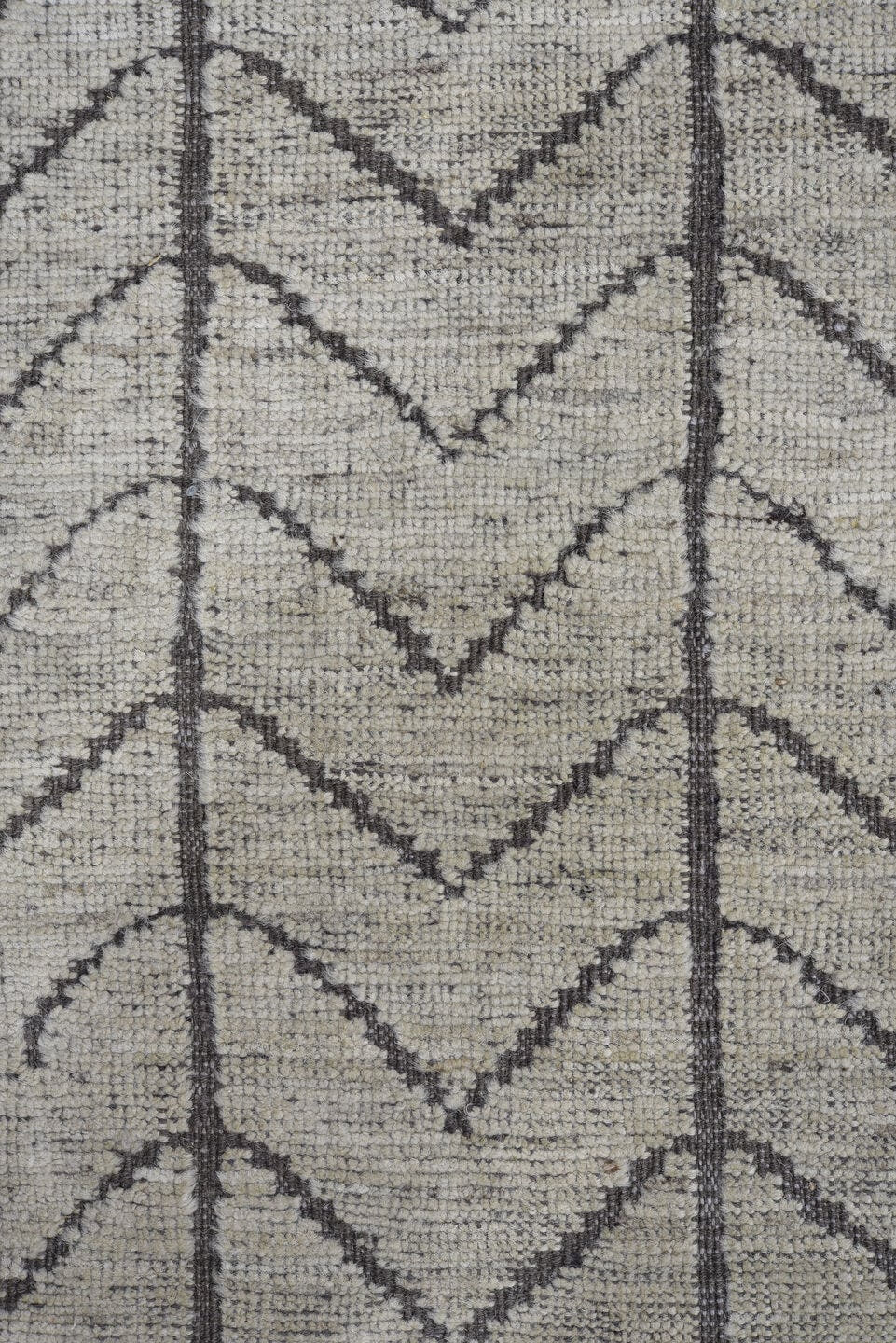 8' x 11' one-of-a-kind handmade vintage Tulu large size rug. Color palette: ivory, charcoal, gray, black