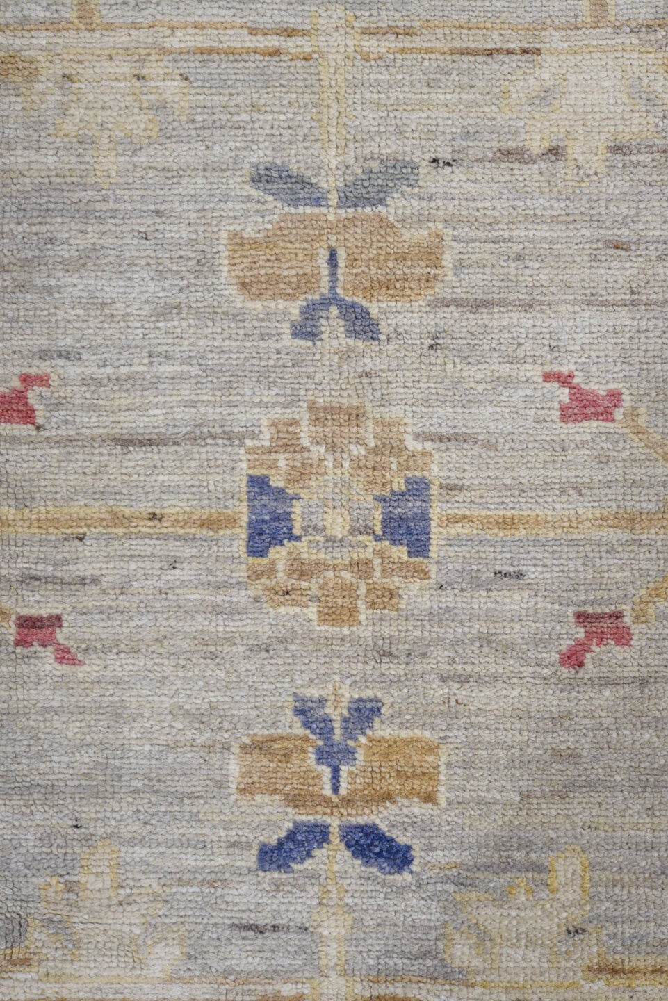 10' x 14' one-of-a-kind handmade vintage Oushak large size rug. Color palette: ivory, gold, beige, blue, rose, taupe, pink