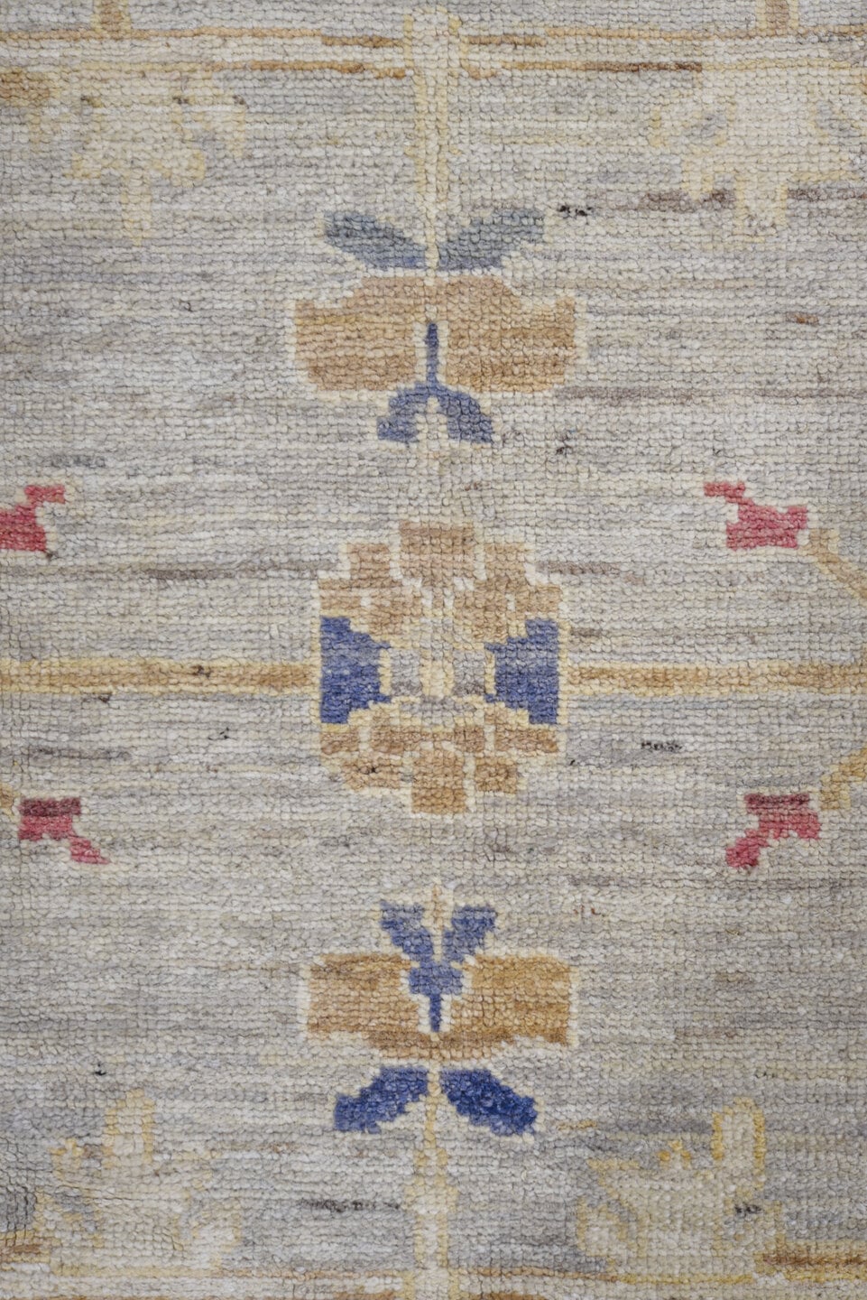 10' x 14' one-of-a-kind handmade vintage Oushak large size rug. Color palette: ivory, gold, beige, blue, rose, taupe, pink