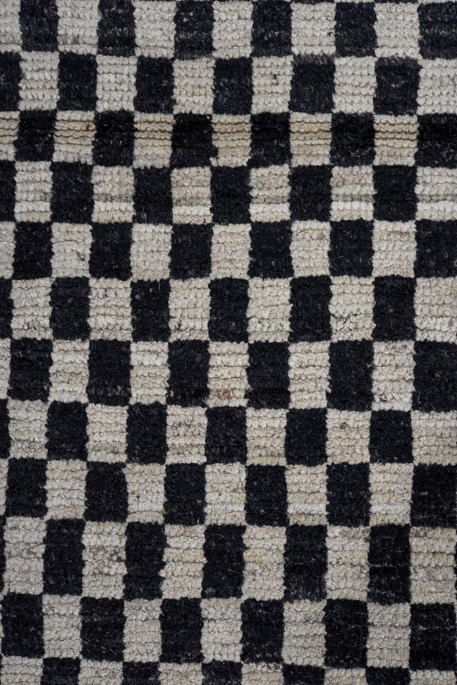 13' x 16' one-of-a-kind handmade vintage Tulu oversize rug. Color palette: ivory, black, charcoal, gray