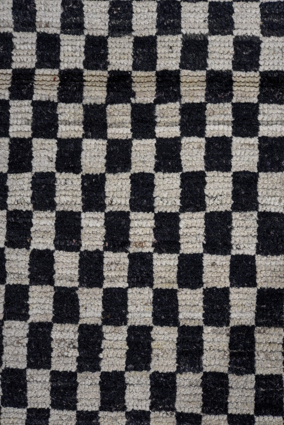 13' x 16' one-of-a-kind handmade vintage Tulu oversize rug. Color palette: ivory, black, charcoal, gray