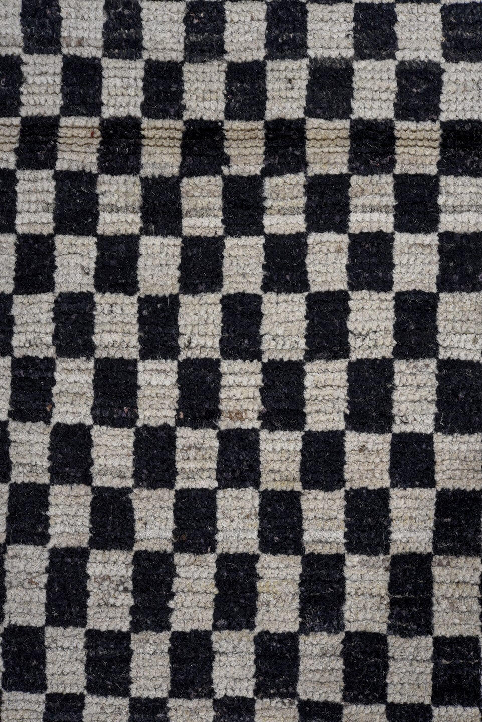13' x 16' one-of-a-kind handmade vintage Tulu oversize rug. Color palette: ivory, black, charcoal, gray