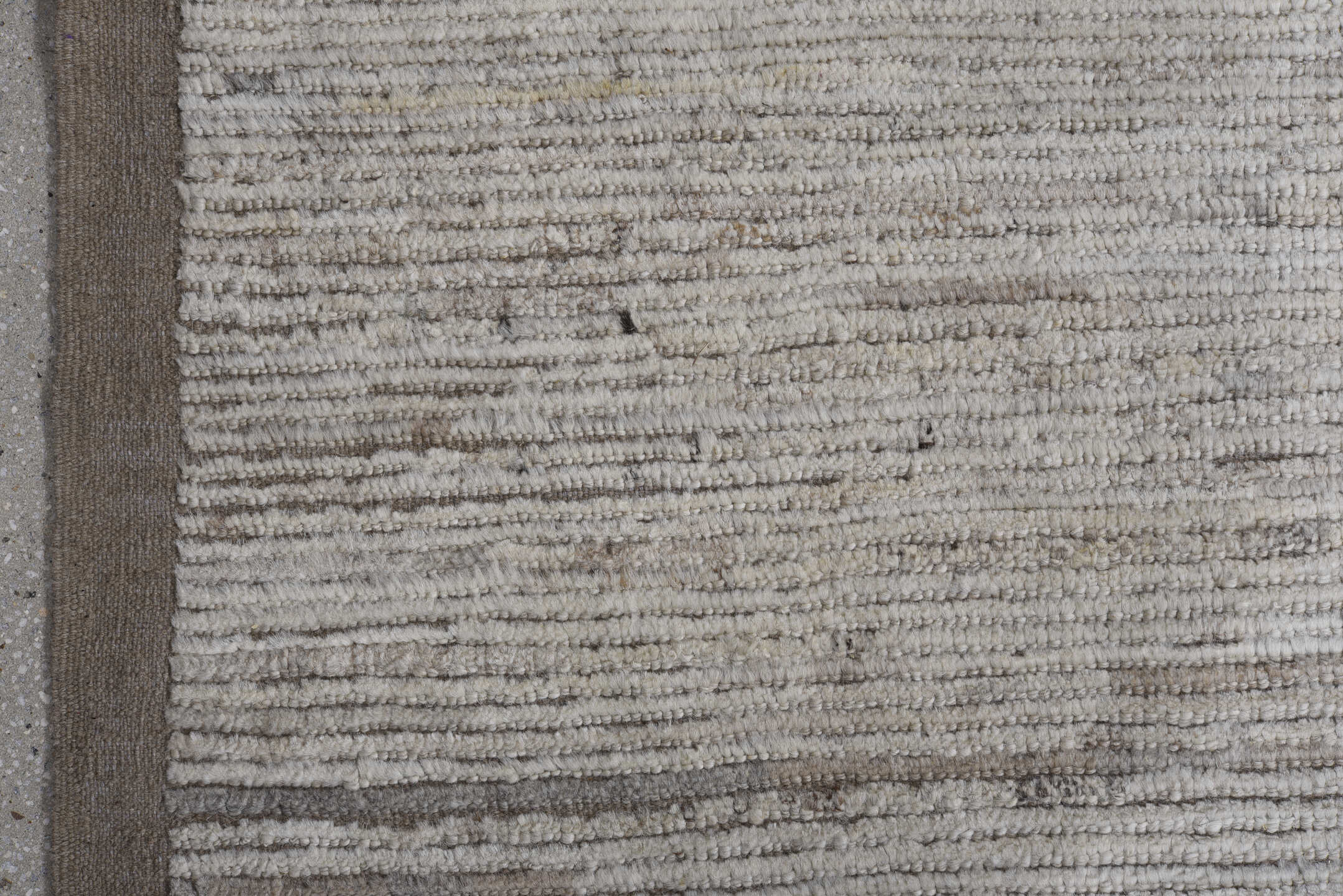 11' x 13' one-of-a-kind handmade vintage Tulu oversize rug. Color palette: ivory, taupe, cream, beige, gray