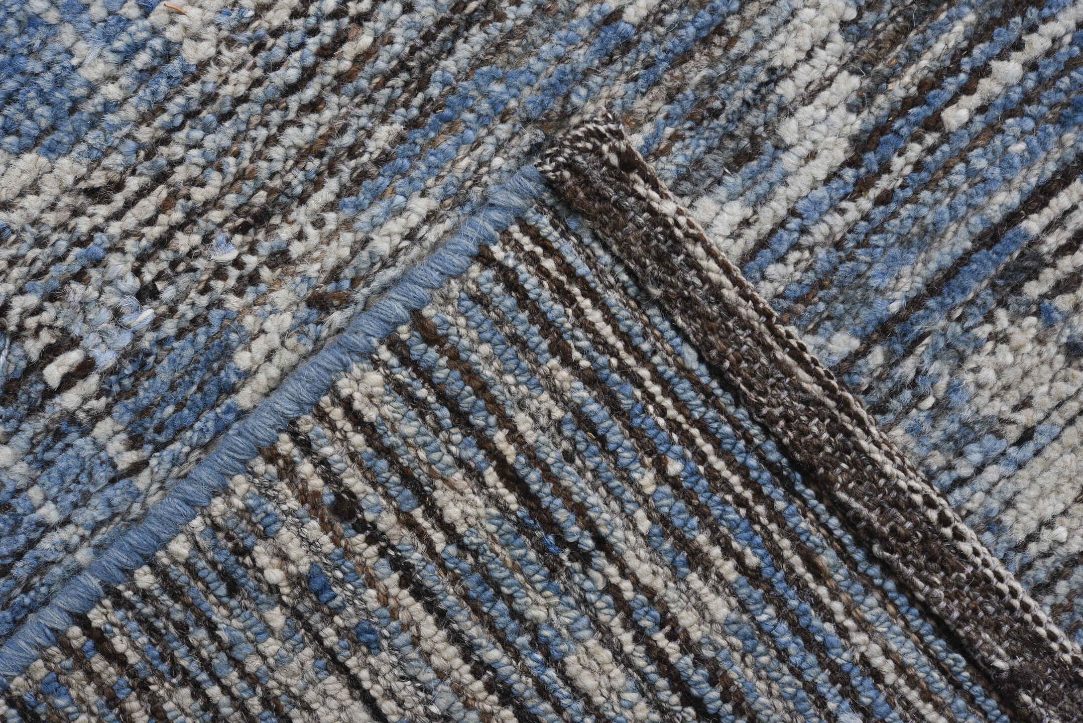 9' x 12' one-of-a-kind handmade vintage Oushak large size rug. Color palette: blue, ivory, slate, steel blue, charcoal, gray