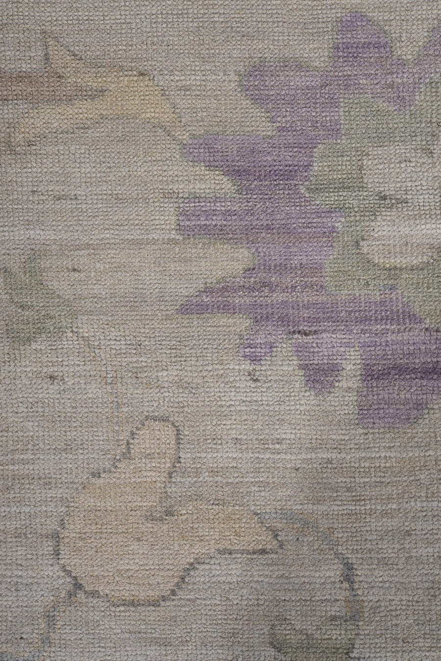 10' x 14' one-of-a-kind handmade vintage Oushak large size rug. Color palette: ivory, lavender, taupe, sage, pale blue