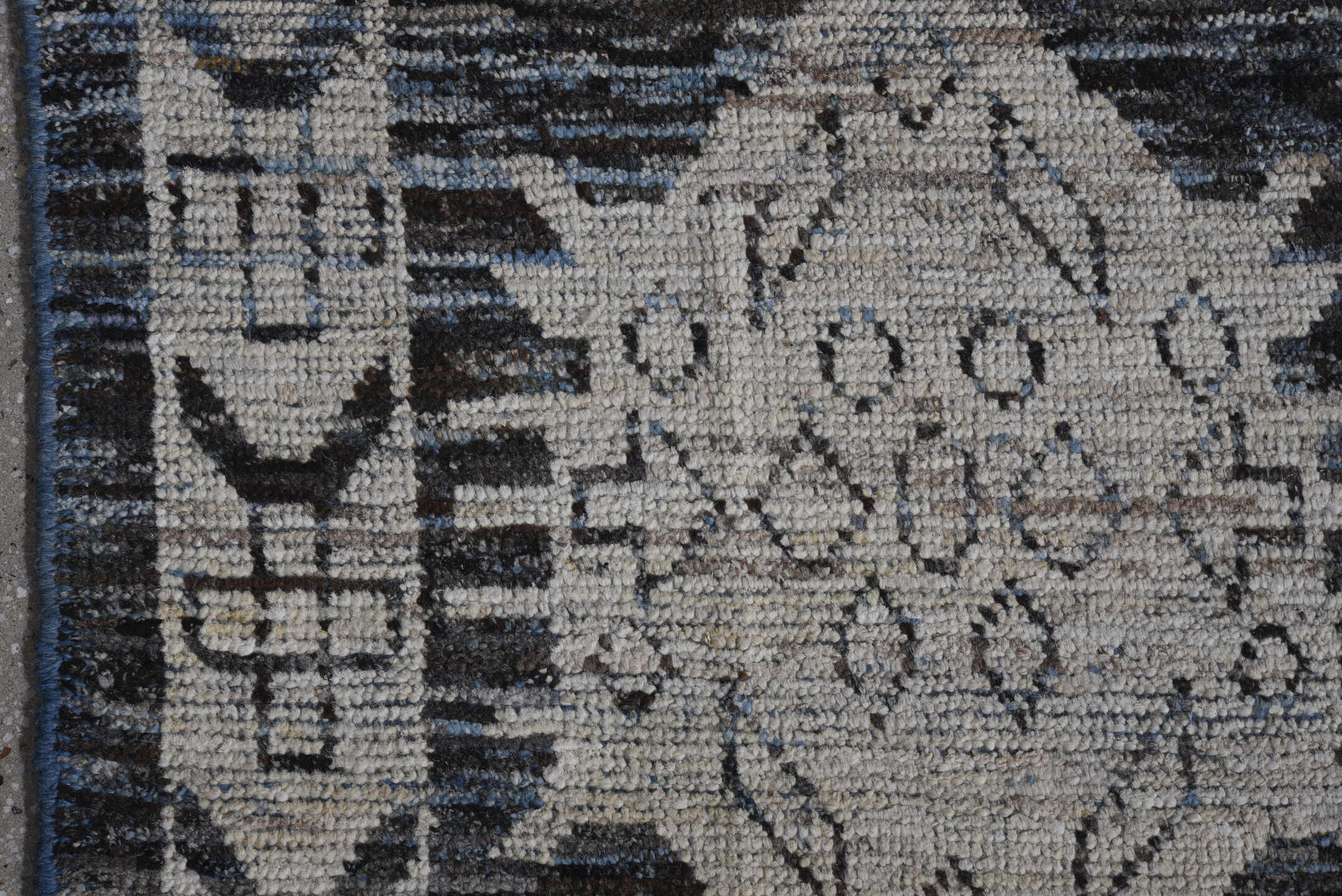 10' x 14' one-of-a-kind handmade vintage Oushak large size rug. Color palette: charcoal, ivory, slate, gray, taupe, black