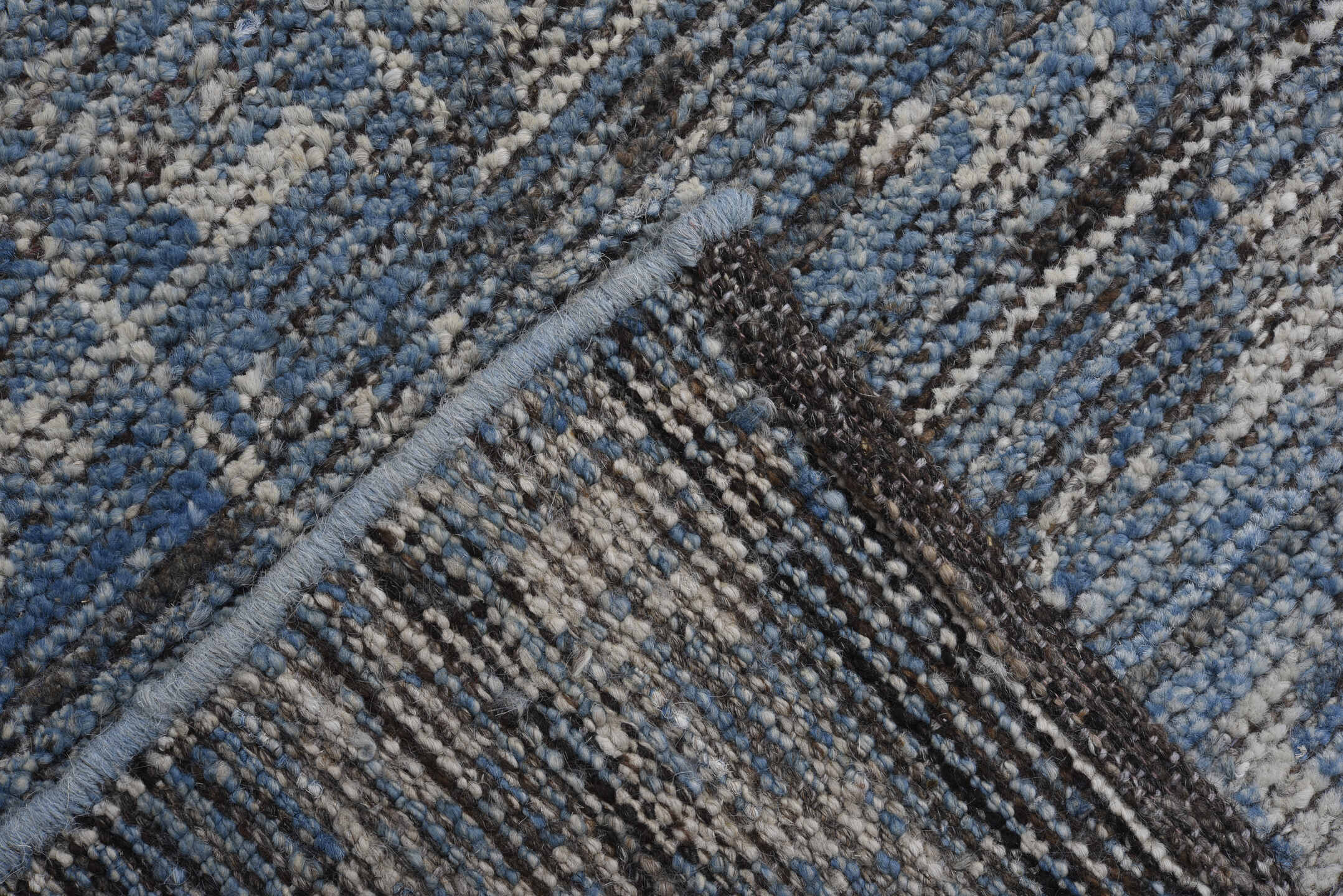 9' x 12' one-of-a-kind handmade vintage Oushak large size rug. Color palette: blue, ivory, slate, charcoal, gray, black