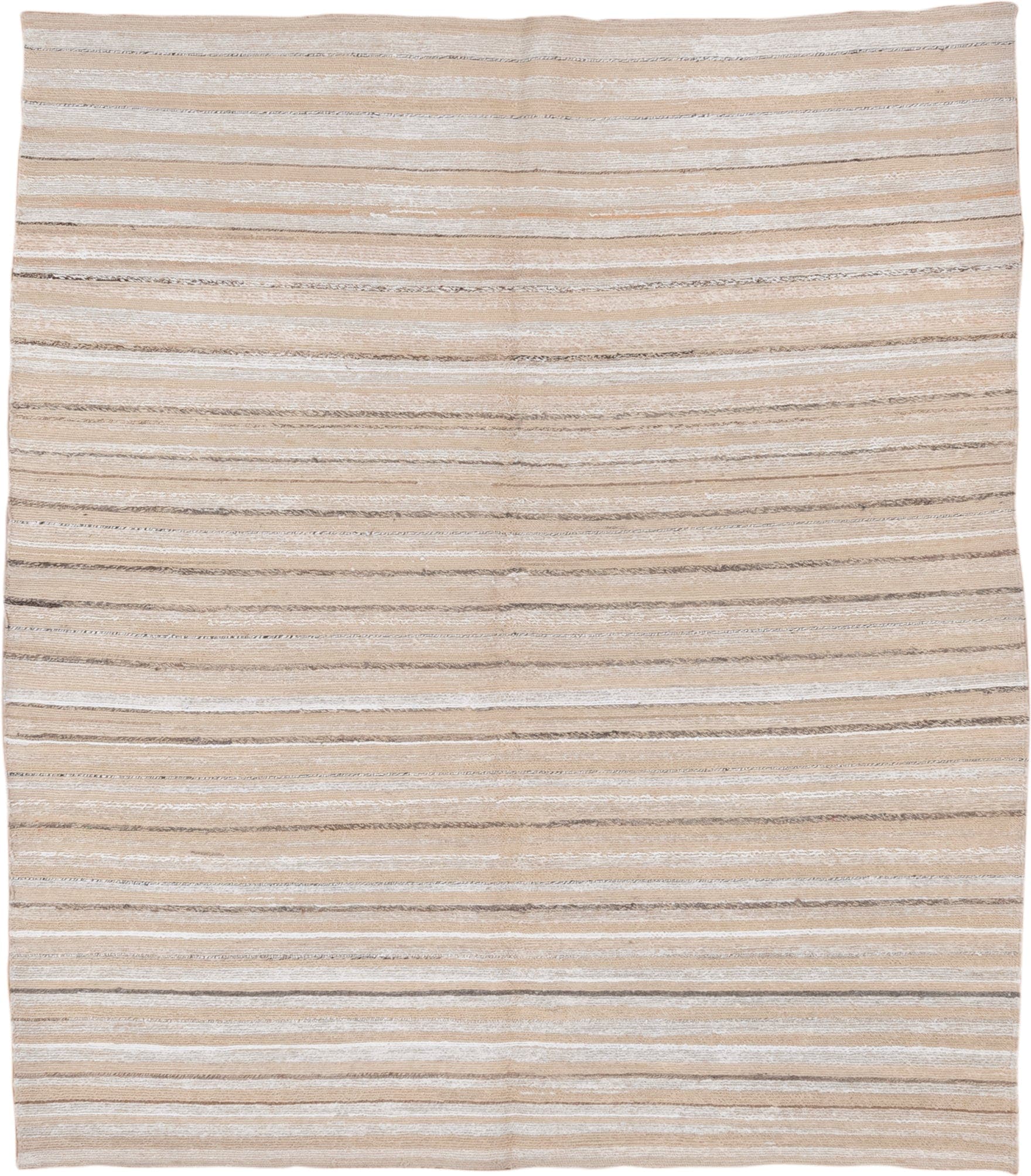 9' x 11' one-of-a-kind handmade vintage Oushak large size rug. Color palette: beige, ivory, taupe, camel, gray