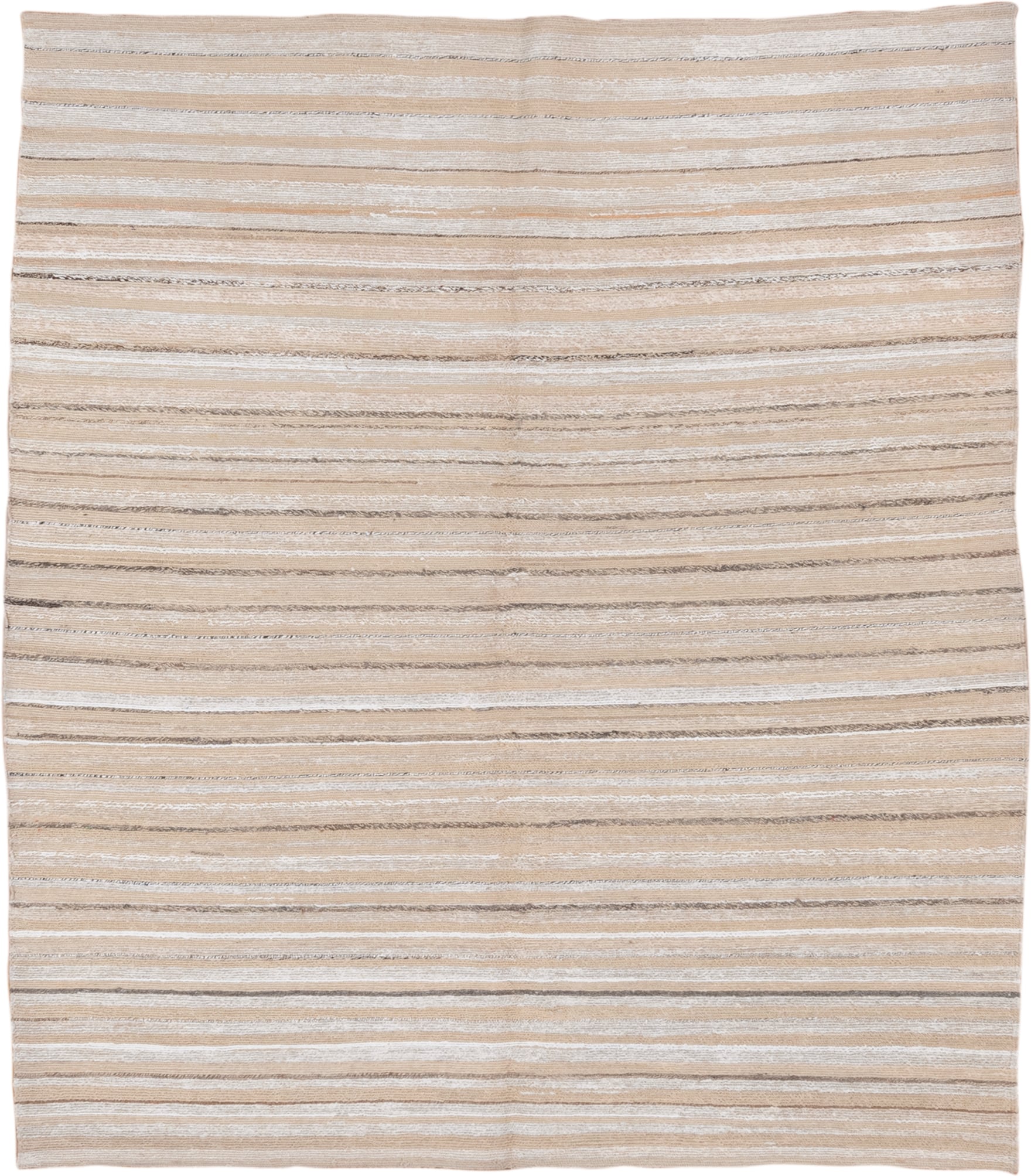 9' x 11' one-of-a-kind handmade vintage Oushak large size rug. Color palette: beige, ivory, taupe, camel, gray