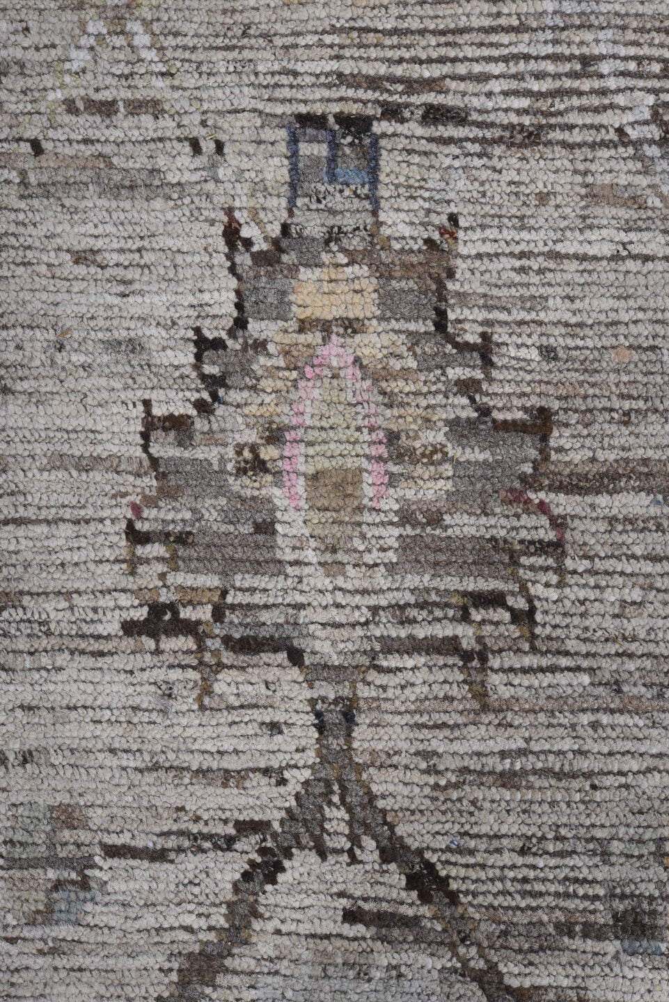 9' x 11' one-of-a-kind handmade vintage Oushak large size rug. Color palette: taupe, ivory, charcoal, blush, gray, beige