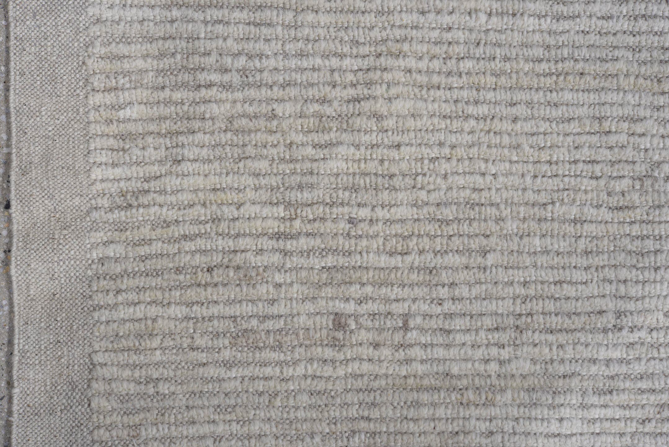 7' x 16' one-of-a-kind handmade vintage Tulu rug. Color palette: ivory, cream, taupe, beige, light gray, gray