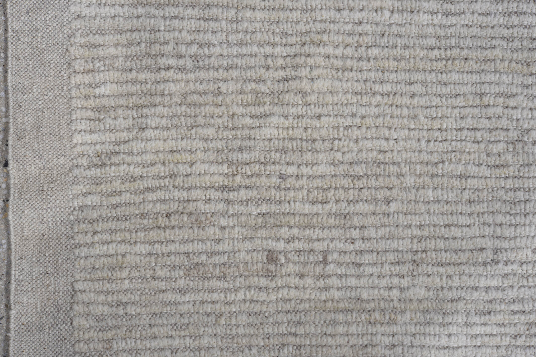 7' x 16' one-of-a-kind handmade vintage Tulu rug. Color palette: ivory, cream, taupe, beige, light gray, gray