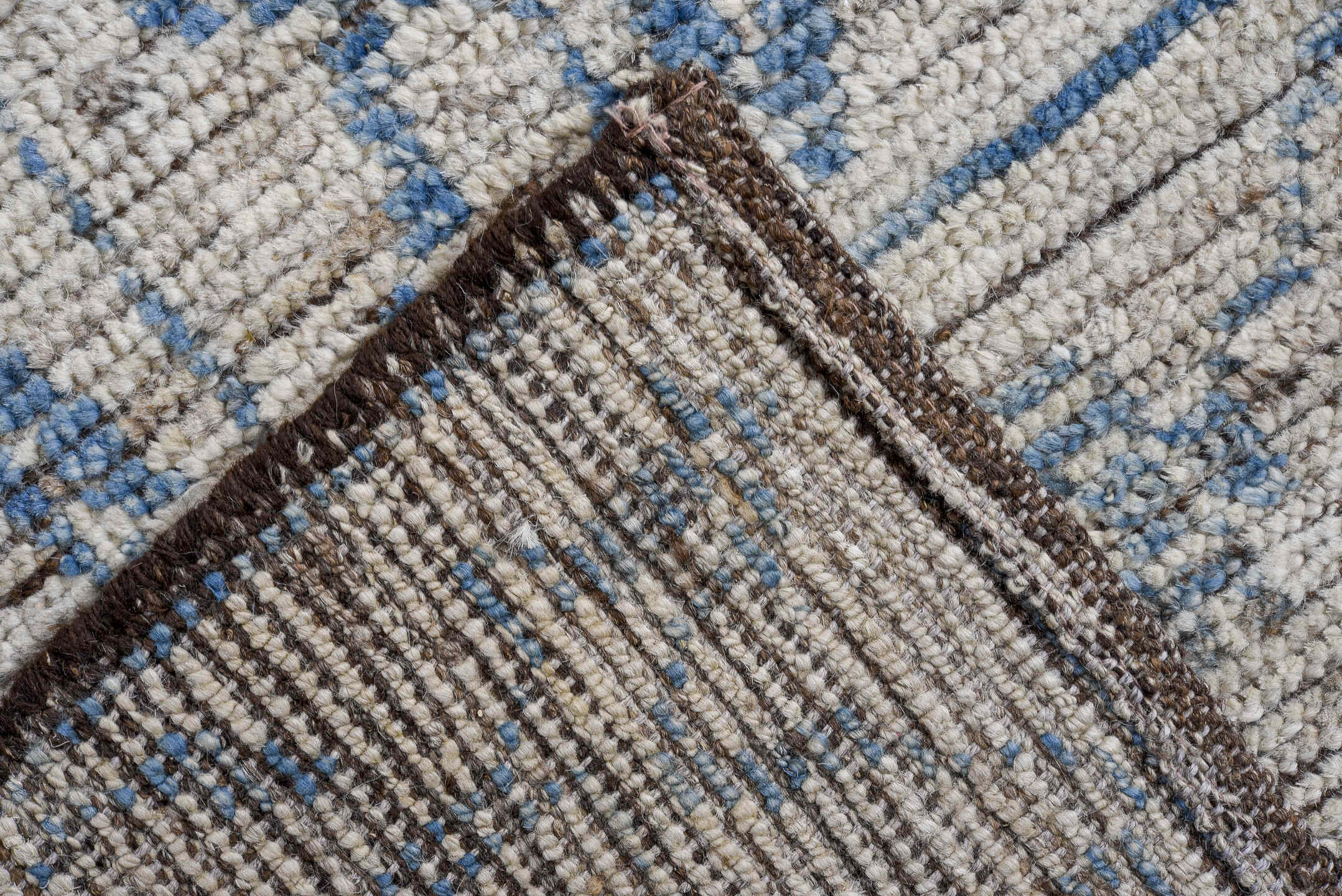 10' x 13' one-of-a-kind handmade vintage Oushak large size rug. Color palette: ivory, sky blue, slate, taupe, light blue