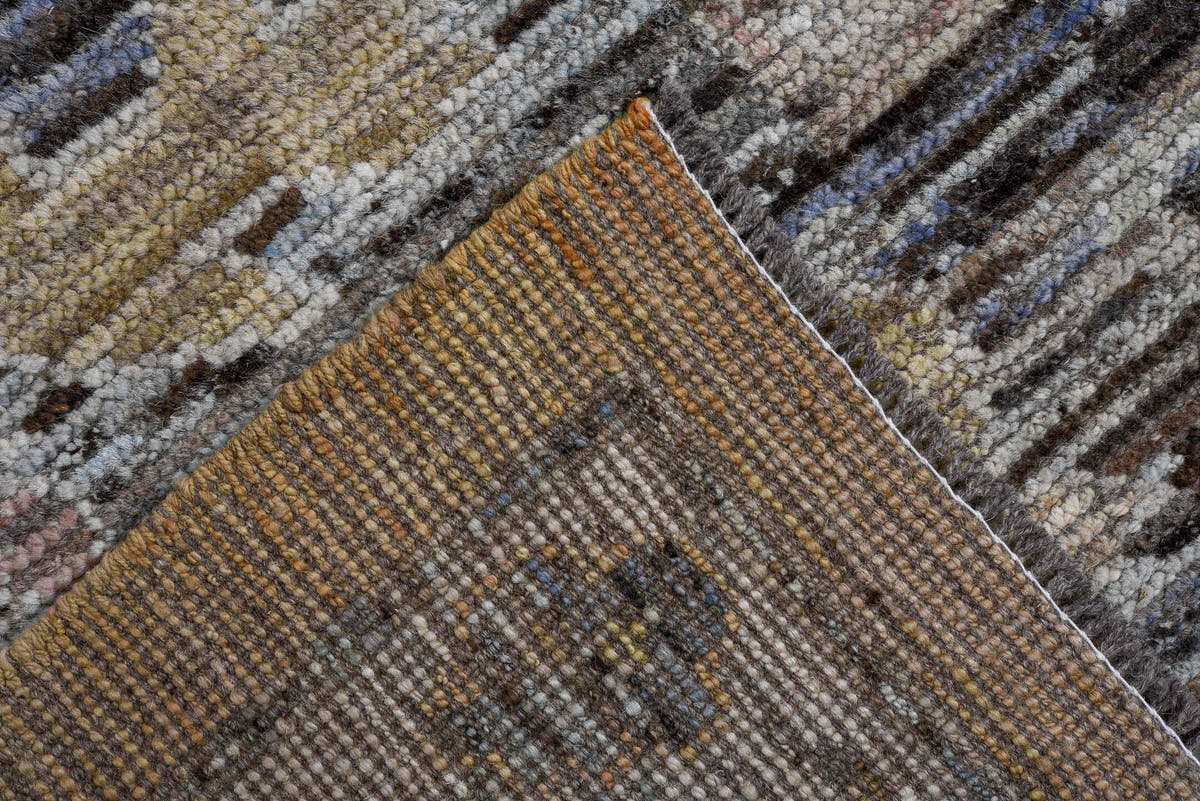 10' x 13' one-of-a-kind handmade vintage Oushak oversize rug. Color palette: beige, taupe, charcoal, ivory, blush, pale blue