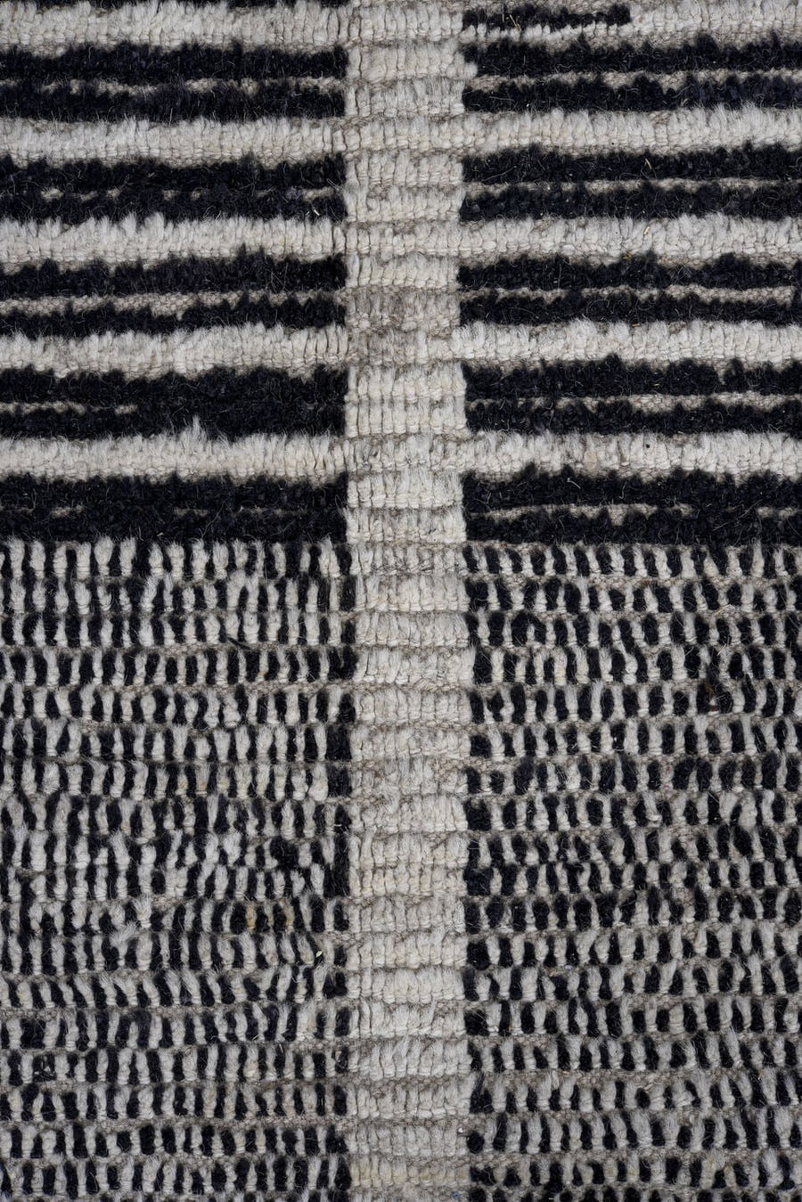 13' x 16' one-of-a-kind handmade vintage Tulu oversize rug. Color palette: ivory, charcoal, gray, black