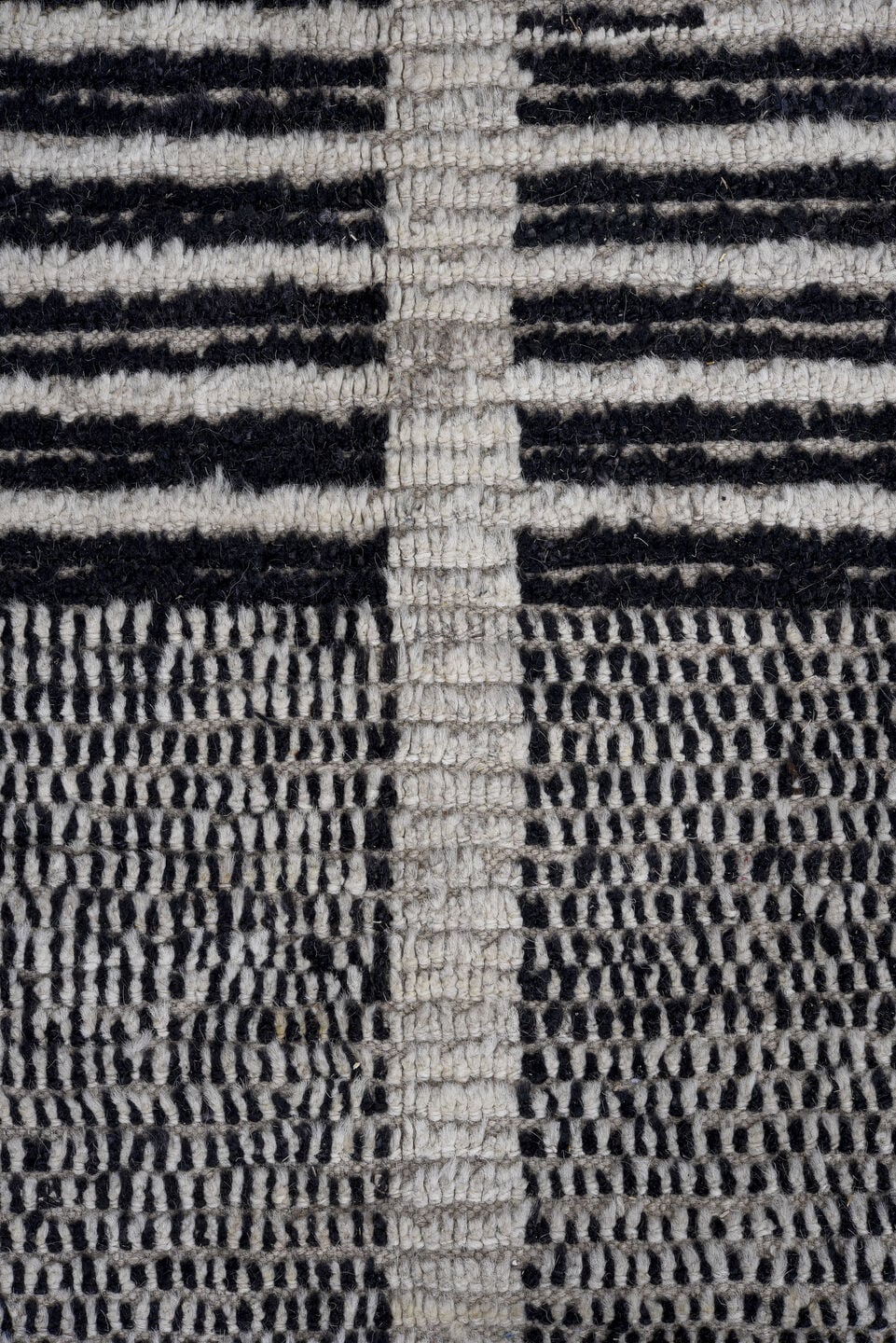 13' x 16' one-of-a-kind handmade vintage Tulu oversize rug. Color palette: ivory, charcoal, gray, black