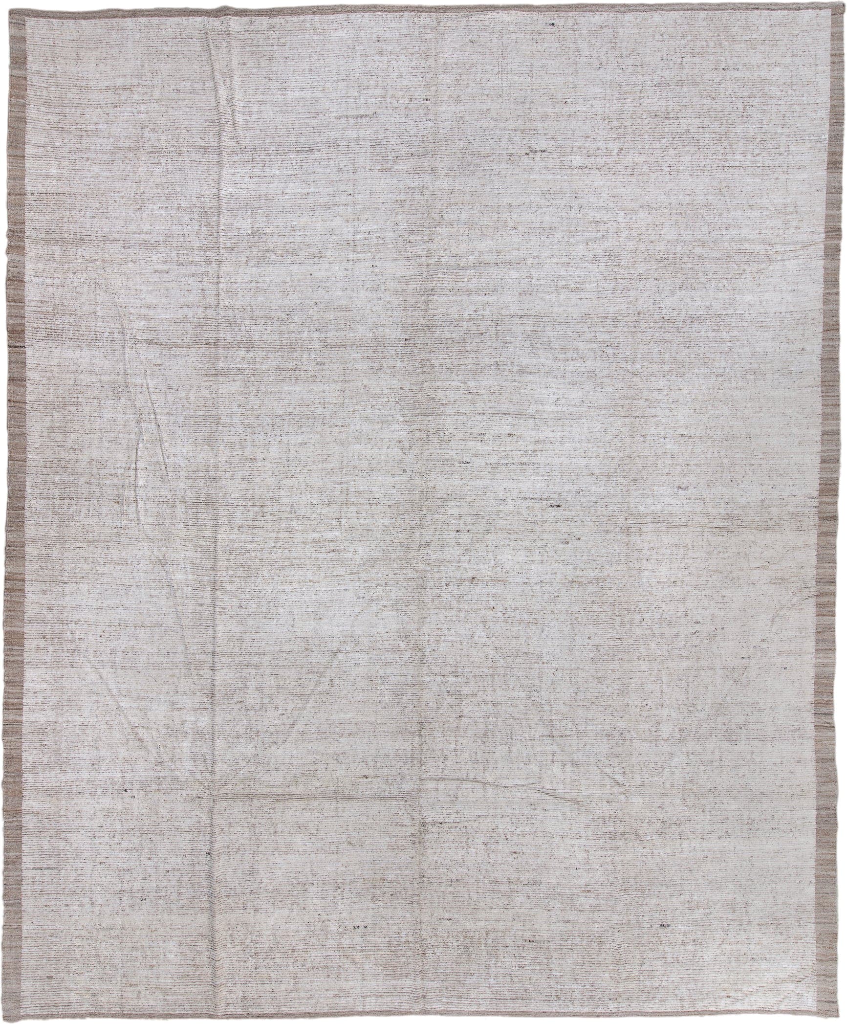 13' x 16' one-of-a-kind handmade vintage Tulu oversize rug. Color palette: ivory, taupe, beige, stone, gray