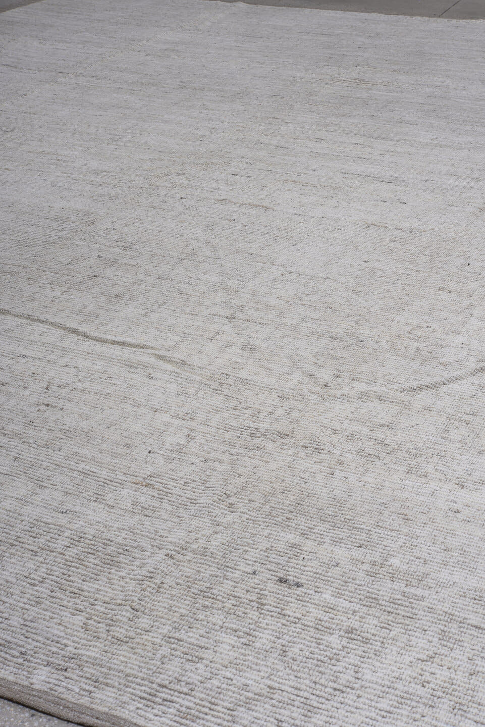 13' x 16' one-of-a-kind handmade vintage Tulu oversize rug. Color palette: ivory, taupe, beige, stone, gray