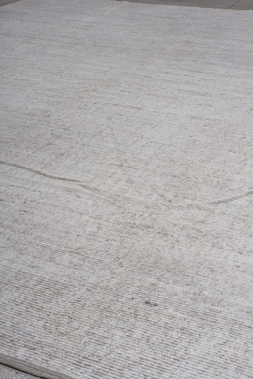 13' x 16' one-of-a-kind handmade vintage Tulu oversize rug. Color palette: ivory, taupe, beige, stone, gray