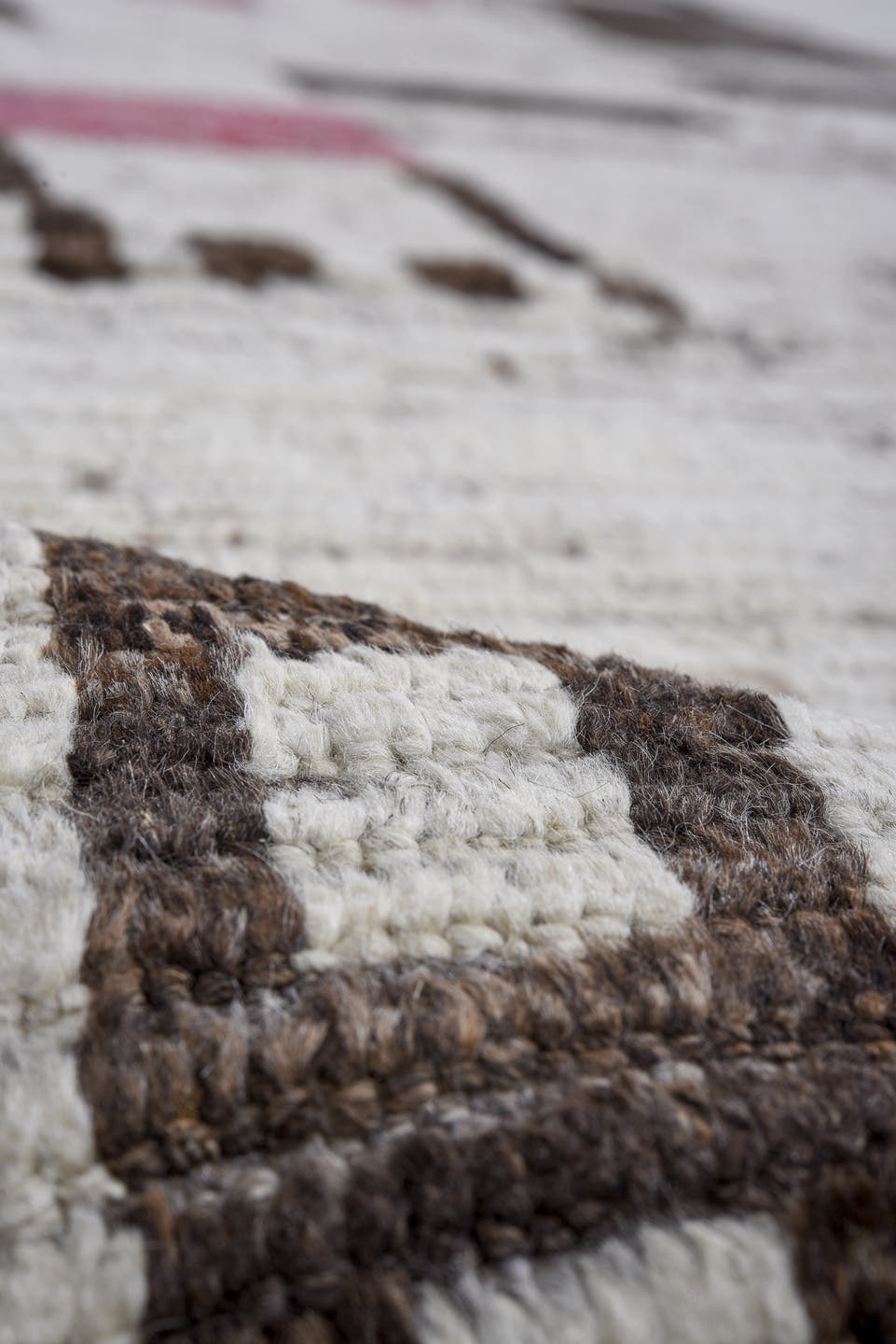 14' x 16' one-of-a-kind handmade vintage Tulu oversize rug. Color palette: ivory, charcoal, taupe, blush, pale_blue, gray