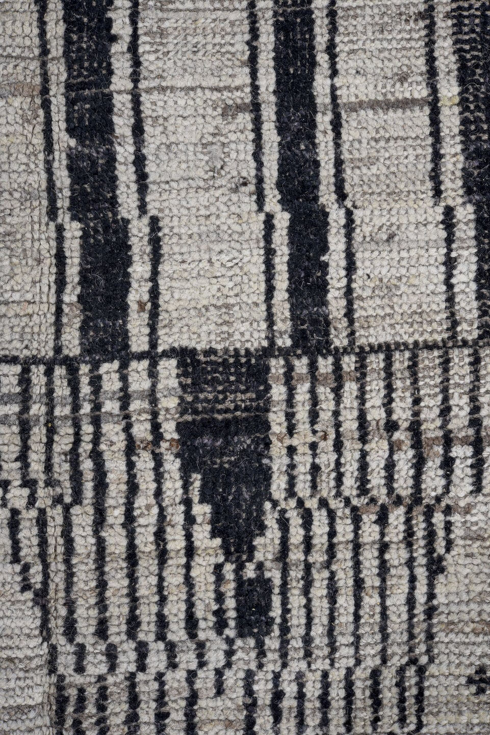 11' x 14' one-of-a-kind handmade vintage Tulu oversize rug. Color palette: ivory, charcoal, taupe, gray, black, beige
