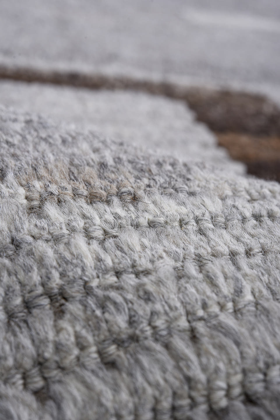 13' x 16' one-of-a-kind handmade vintage Tulu oversize rug. Color palette: gray, ivory, charcoal, blush, taupe, black, pink