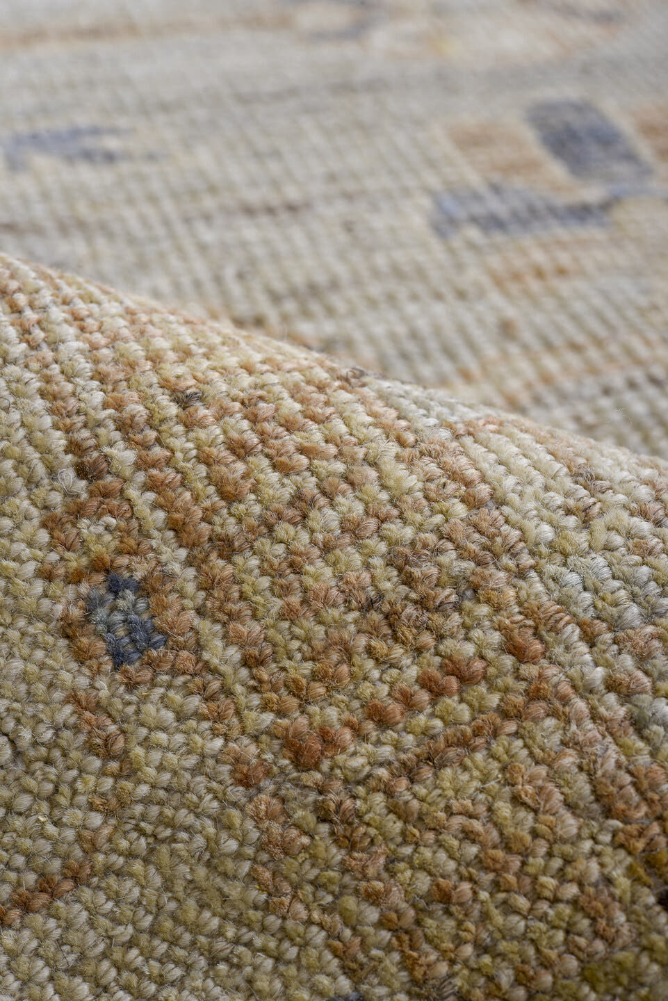 3' x 10' one-of-a-kind handmade vintage Oushak runner rug. Color palette: beige, ivory, taupe, pale blue, camel, blush, sage