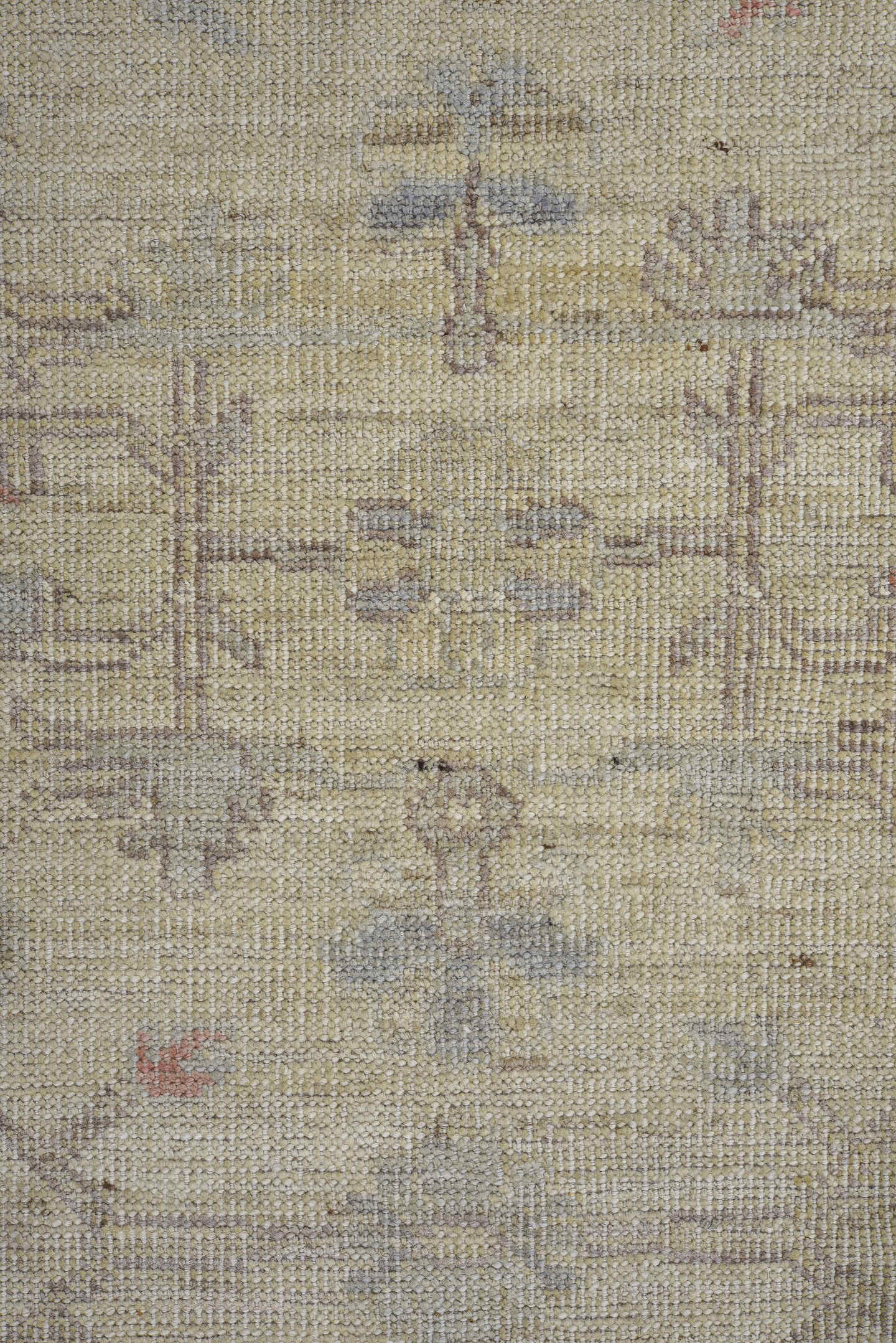 3' x 19' one-of-a-kind handmade vintage Oushak runner rug. Color palette: ivory, taupe, beige, soft blue, rust, gray