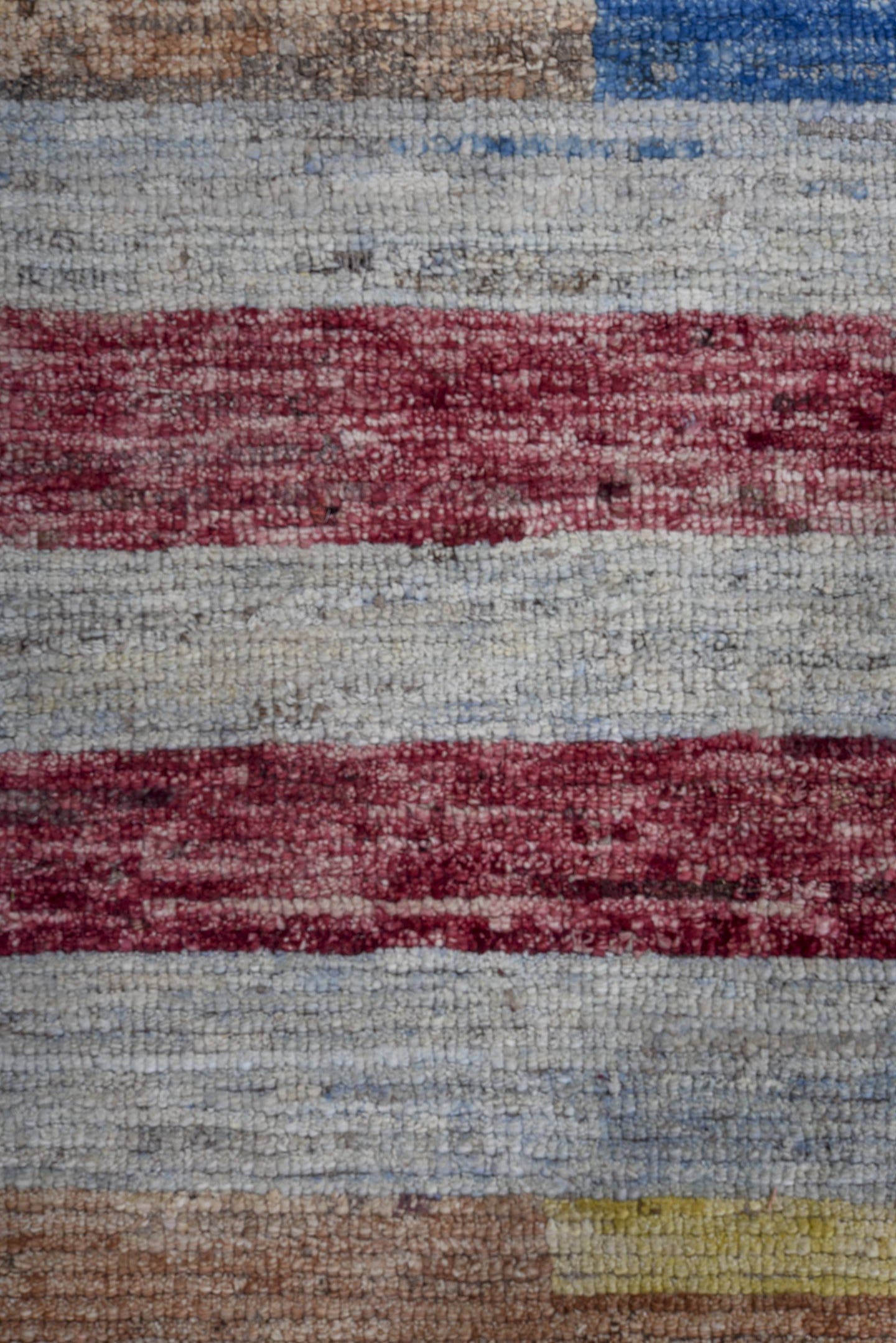 9' x 11' one-of-a-kind handmade vintage Tulu large size rug. Color palette: taupe, ivory, blue, ochre, rose, camel, beige