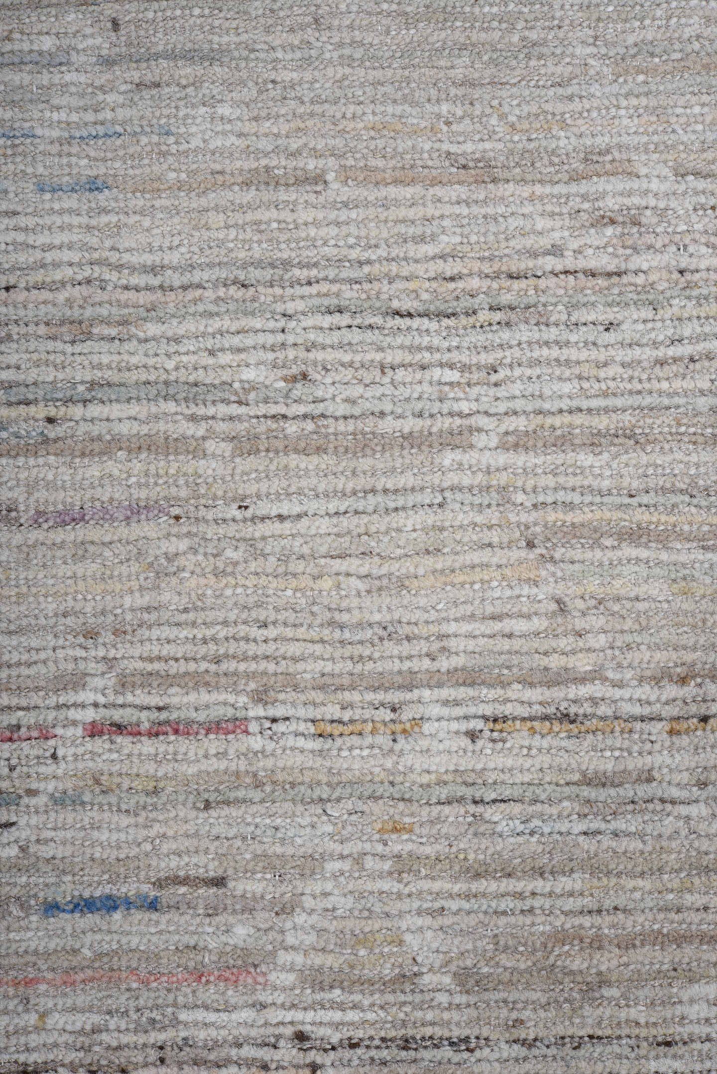 9' x 11' one-of-a-kind handmade vintage Tulu large size rug. Color palette: ivory, beige, taupe, pale blue, rust, charcoal