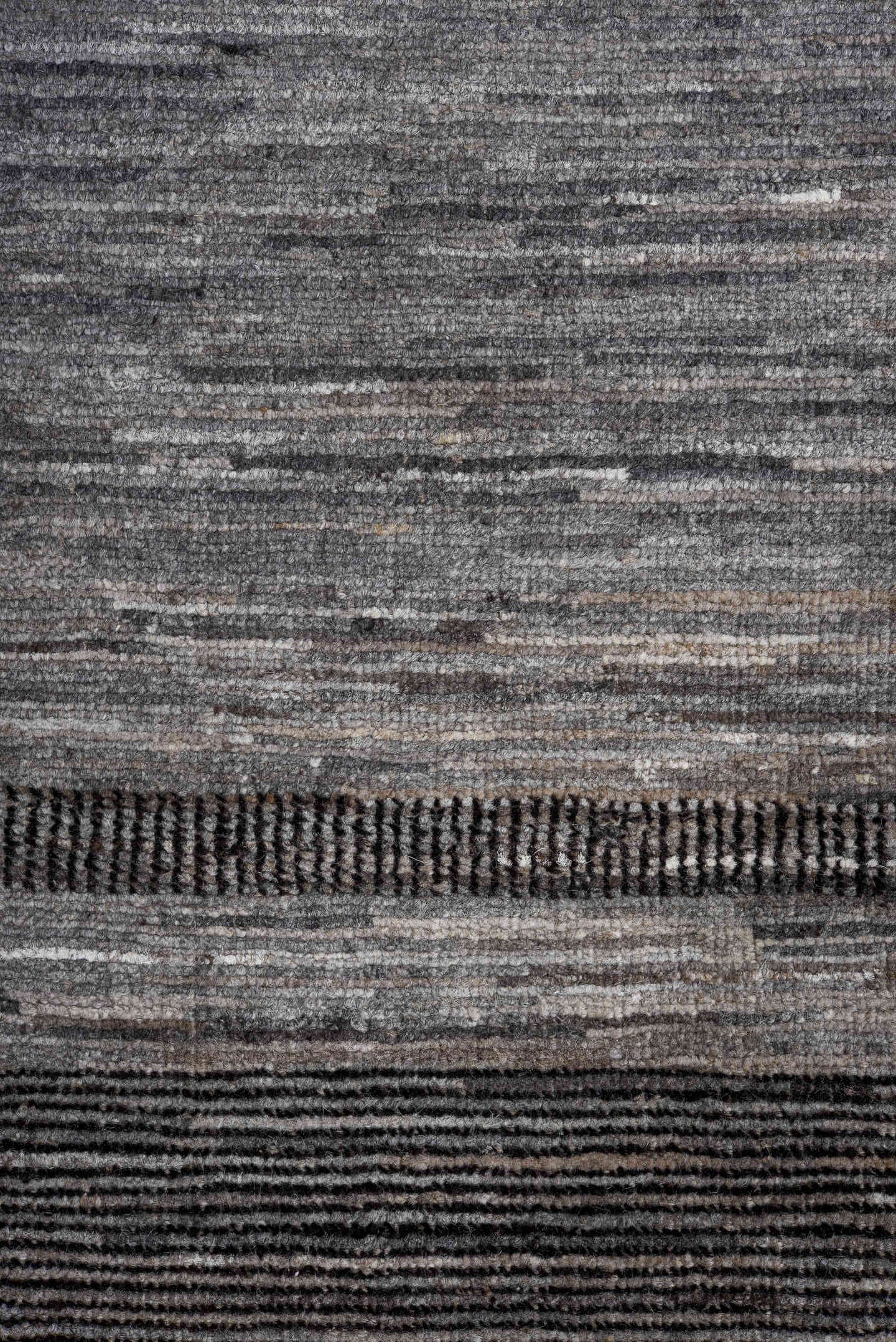 8' x 9' one-of-a-kind handmade vintage Tulu large size rug. Color palette: gray, charcoal, slate, ivory, black