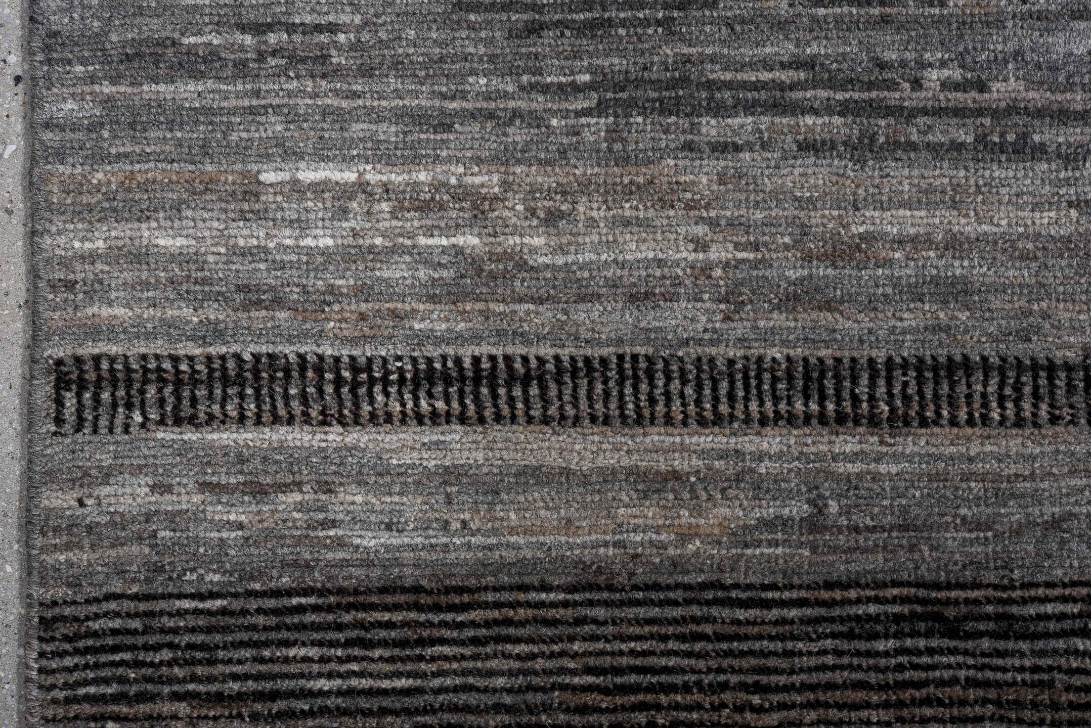 8' x 9' one-of-a-kind handmade vintage Tulu large size rug. Color palette: gray, charcoal, slate, ivory, black