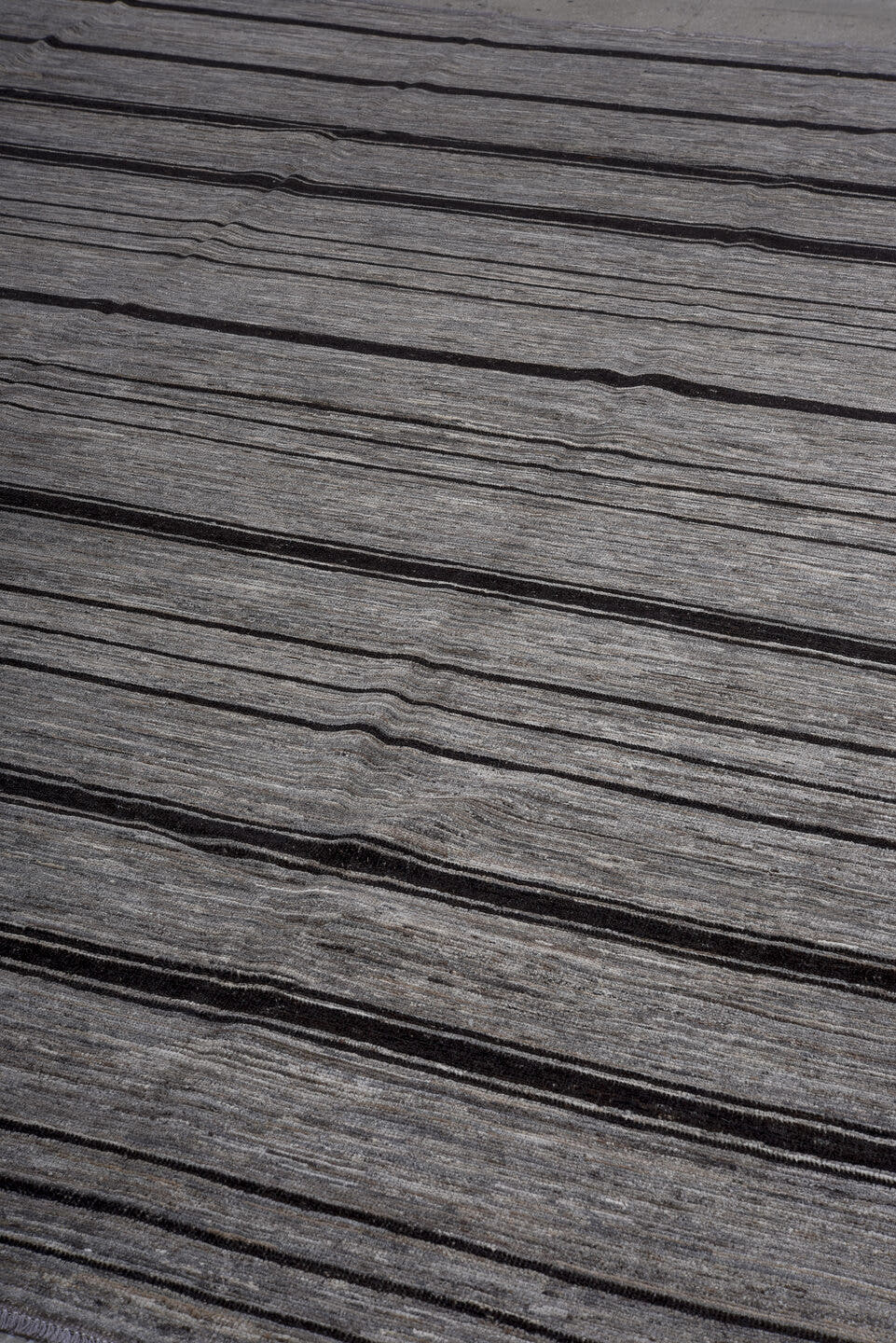 10' x 13' one-of-a-kind handmade vintage Tulu large size rug. Color palette: gray, charcoal, black, slate