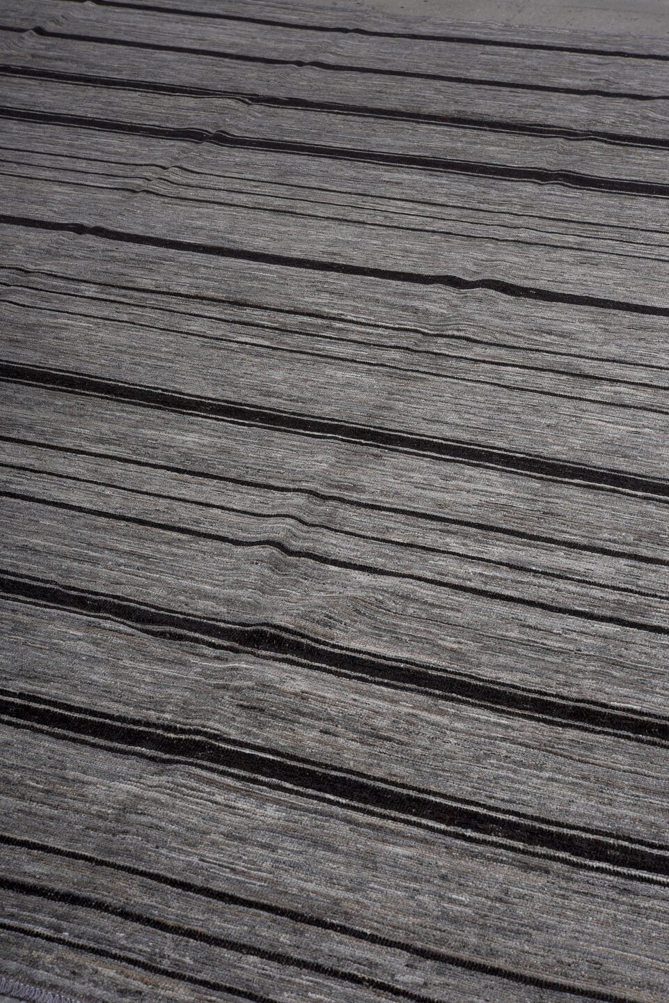 10' x 13' one-of-a-kind handmade vintage Tulu large size rug. Color palette: gray, charcoal, black, slate
