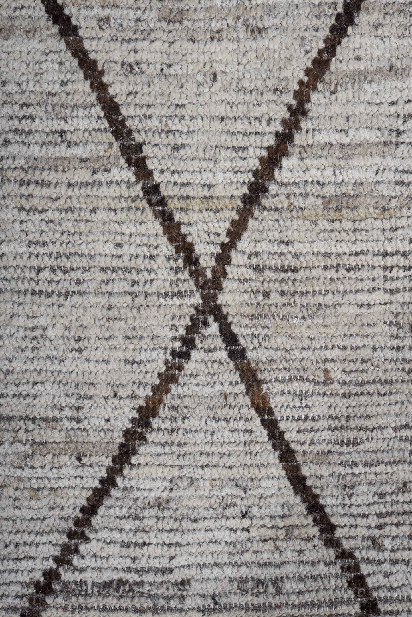 8' x 9' one-of-a-kind handmade vintage Tulu large size rug. Color palette: ivory, charcoal, taupe, gray, black, beige