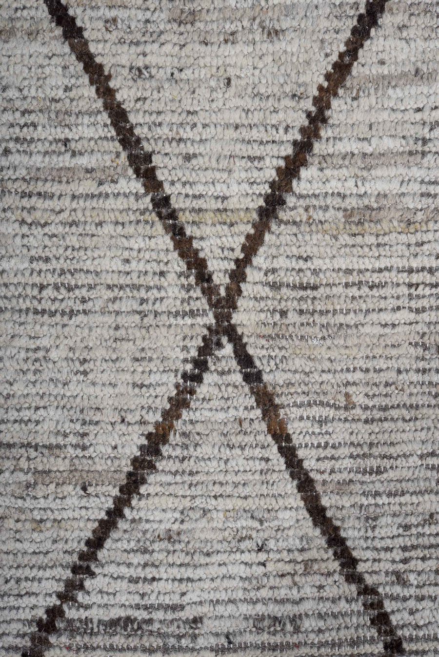 8' x 9' one-of-a-kind handmade vintage Tulu large size rug. Color palette: ivory, charcoal, taupe, gray, black, beige
